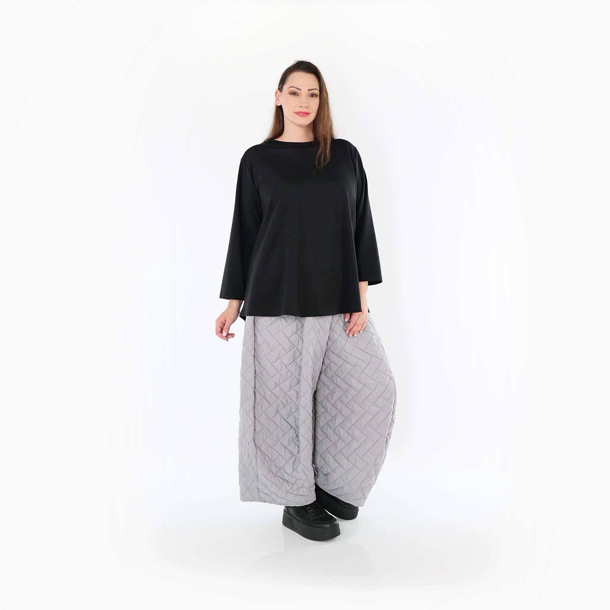  Ballonhose von AKH Fashion aus Materialmix, 1448.08069, Hellgrau, Kariert, Schick, Modern