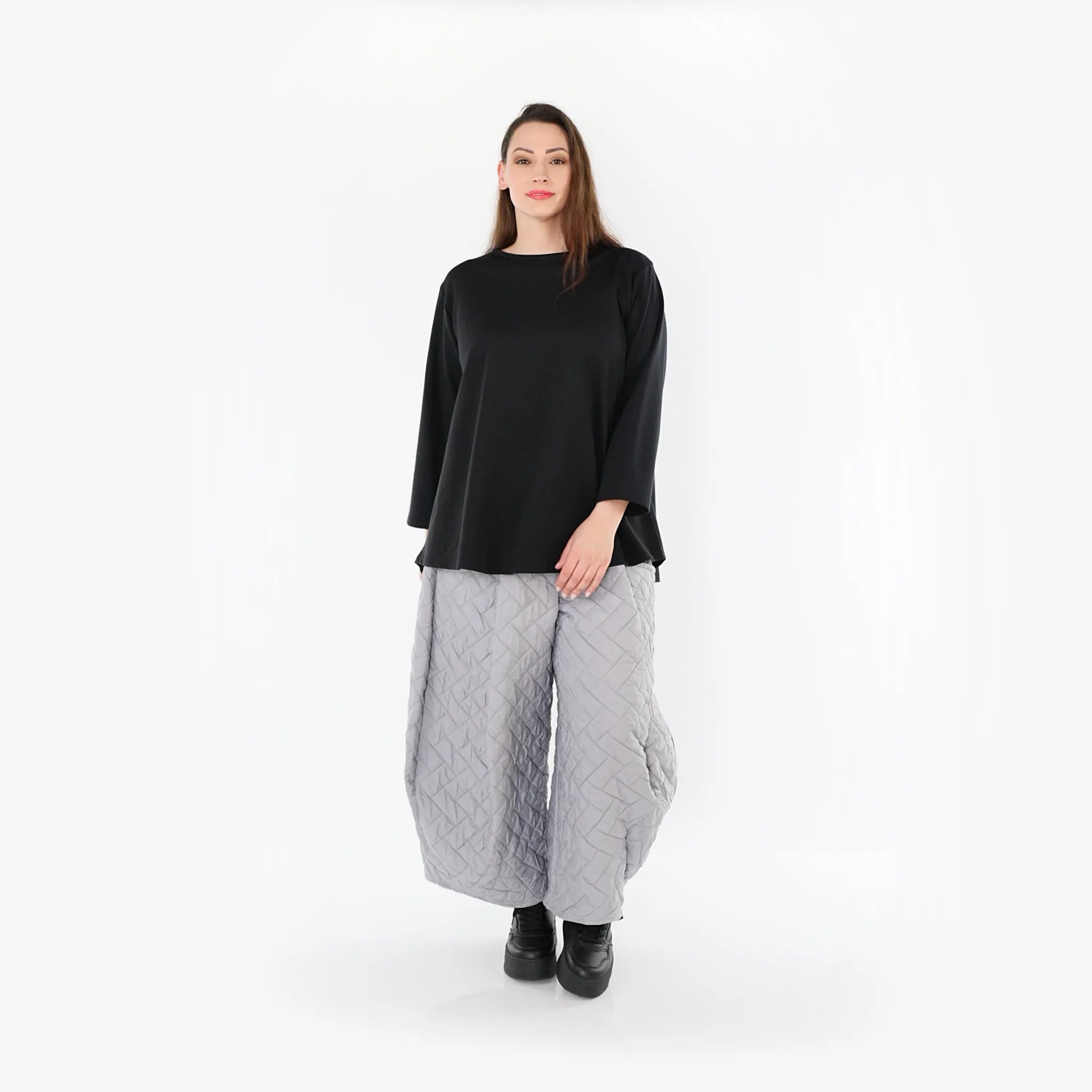  Ballonhose von AKH Fashion aus Materialmix, 1448.08069, Hellgrau, Kariert, Schick, Modern