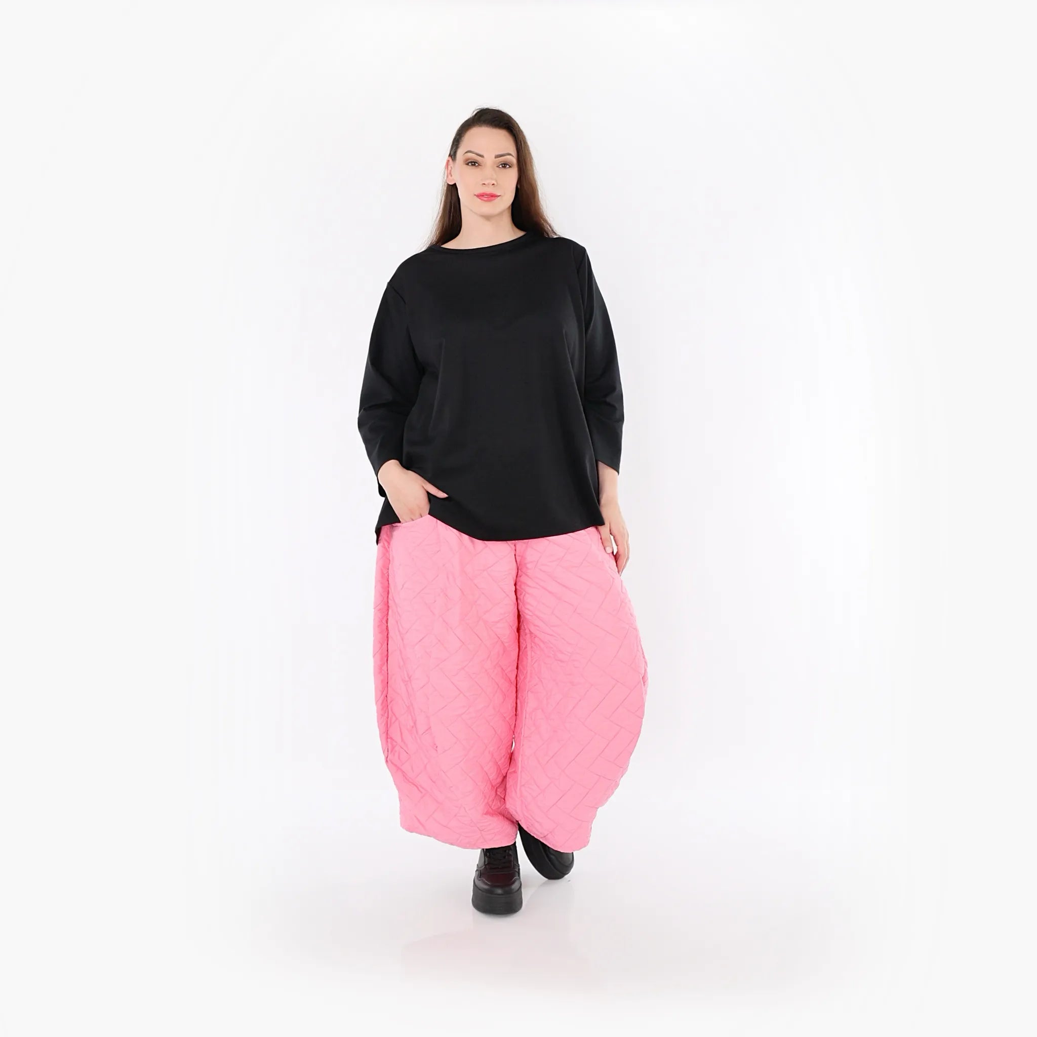  Ballonhose von AKH Fashion aus Materialmix, 1448.08069, Pink, Kariert, Schick, Modern