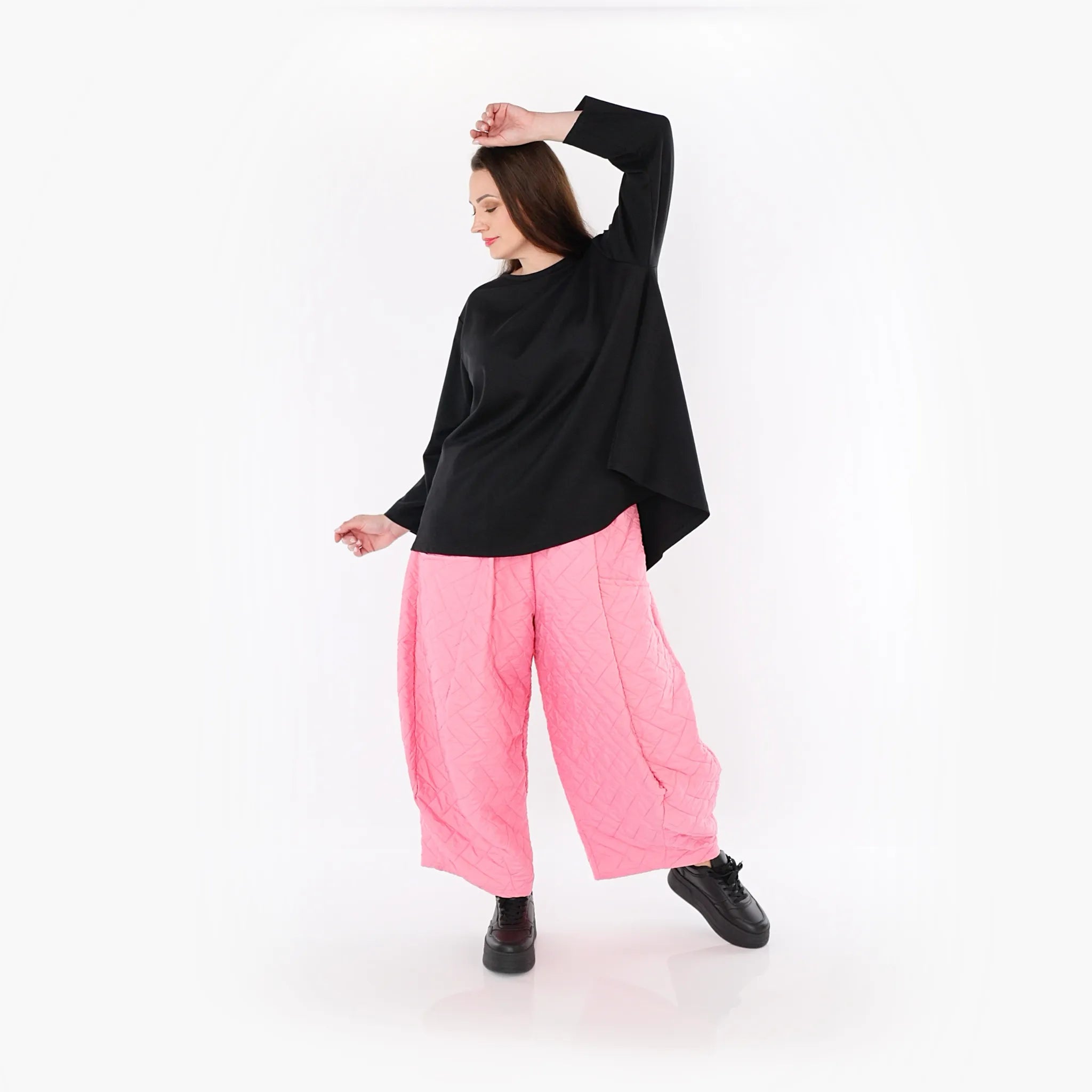  Ballonhose von AKH Fashion aus Materialmix, 1448.08069, Pink, Kariert, Schick, Modern