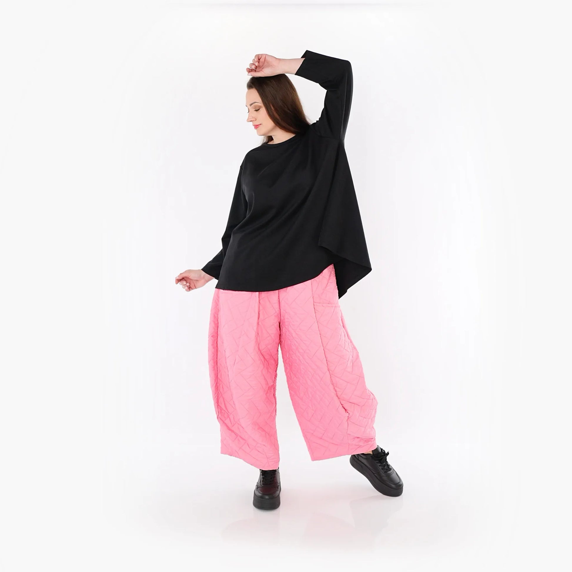  Ballonhose von AKH Fashion aus Materialmix, 1448.08069, Pink, Kariert, Schick, Modern