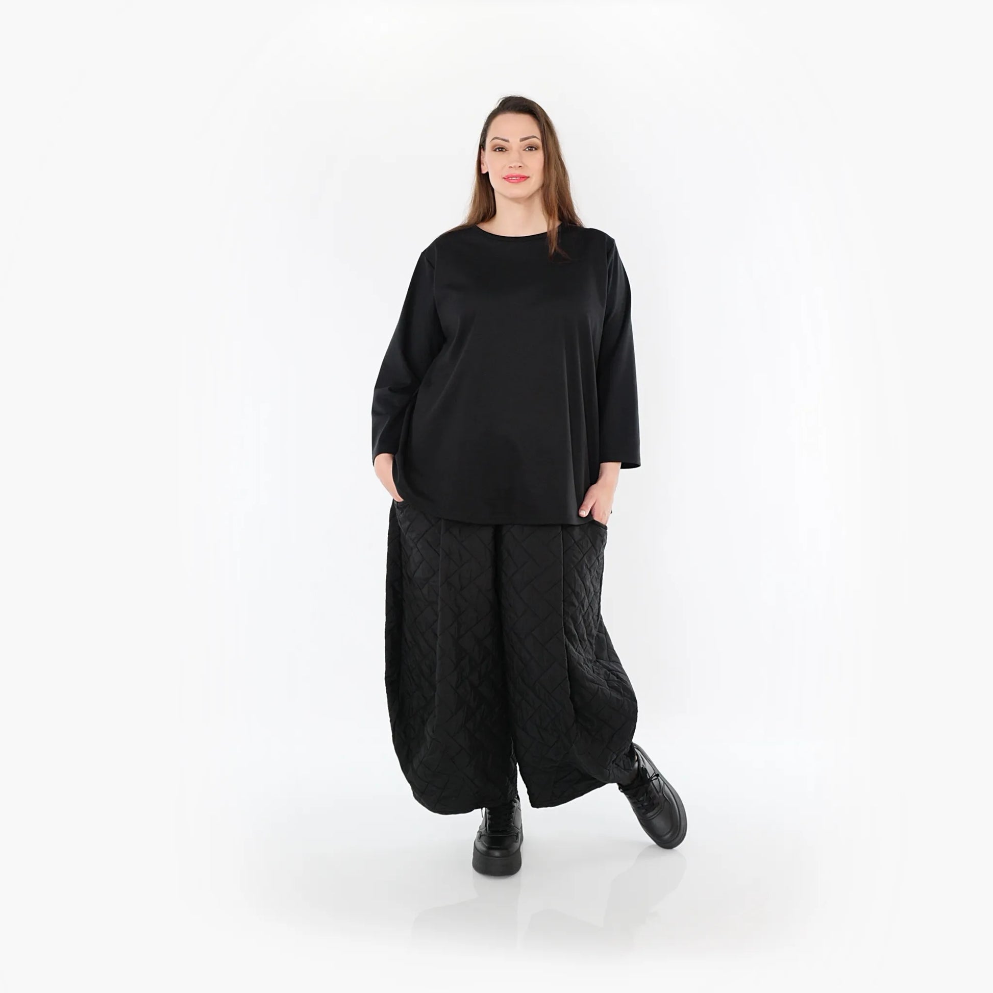  Ballonhose von AKH Fashion aus Materialmix, 1448.08069, Schwarz, Kariert, Schick, Modern