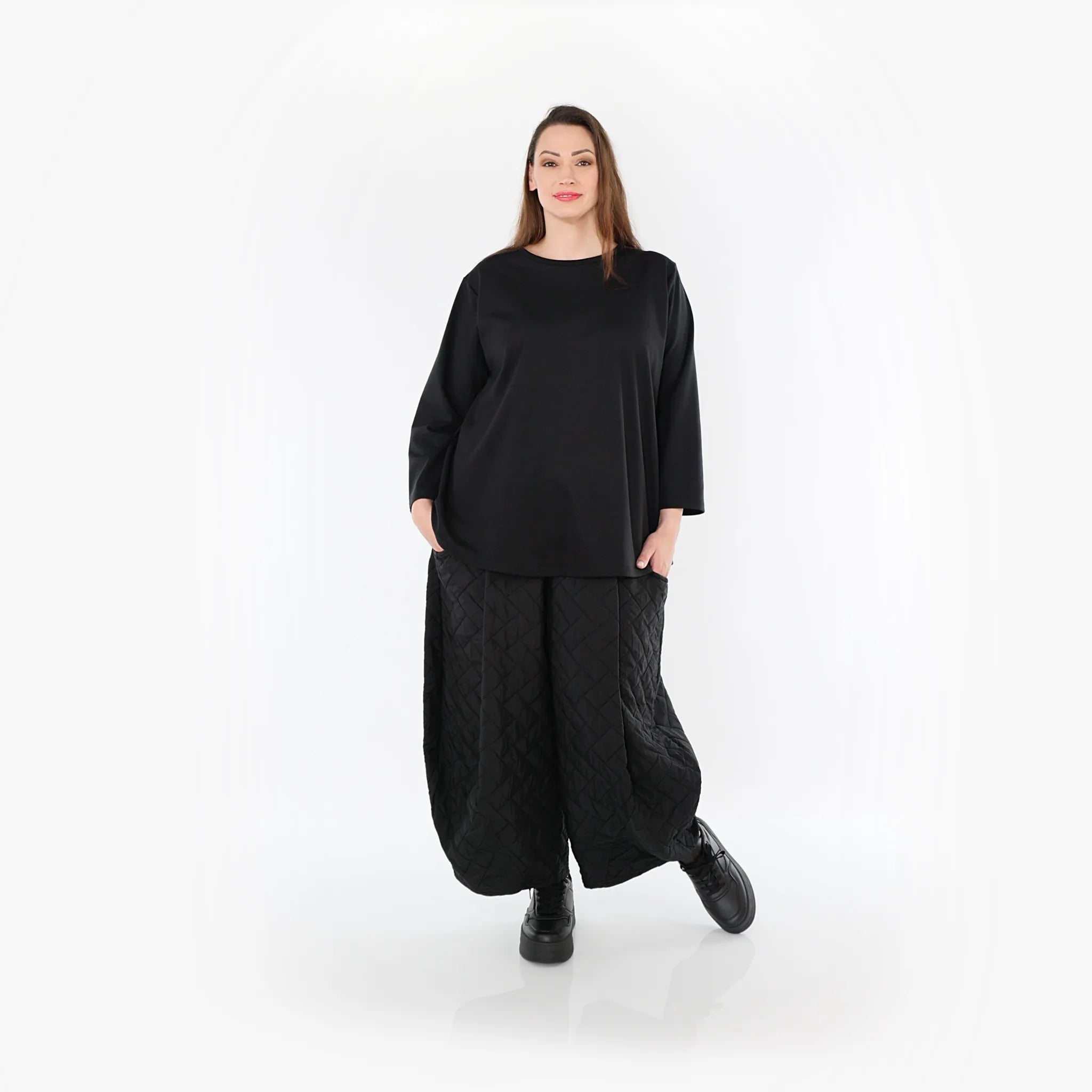  Ballonhose von AKH Fashion aus Materialmix, 1448.08069, Schwarz, Kariert, Schick, Modern