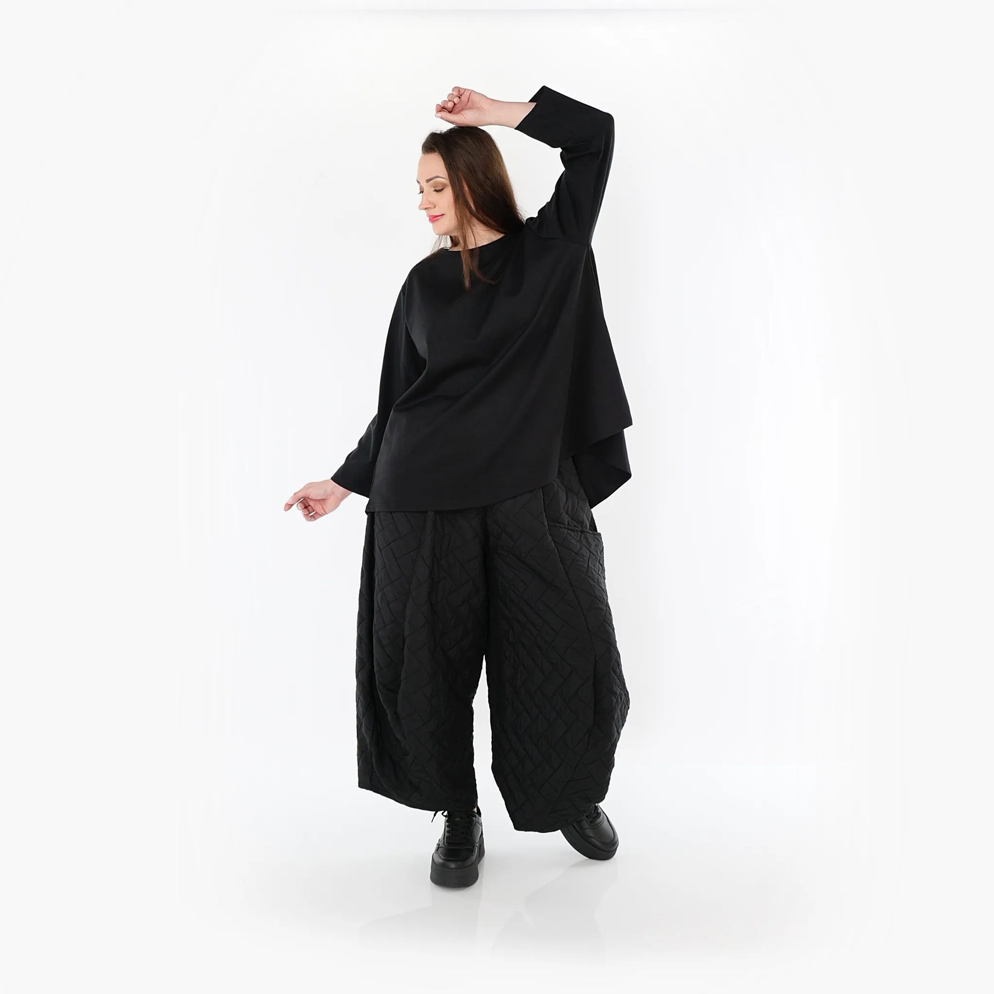  Ballonhose von AKH Fashion aus Materialmix, 1448.08069, Schwarz, Kariert, Schick, Modern