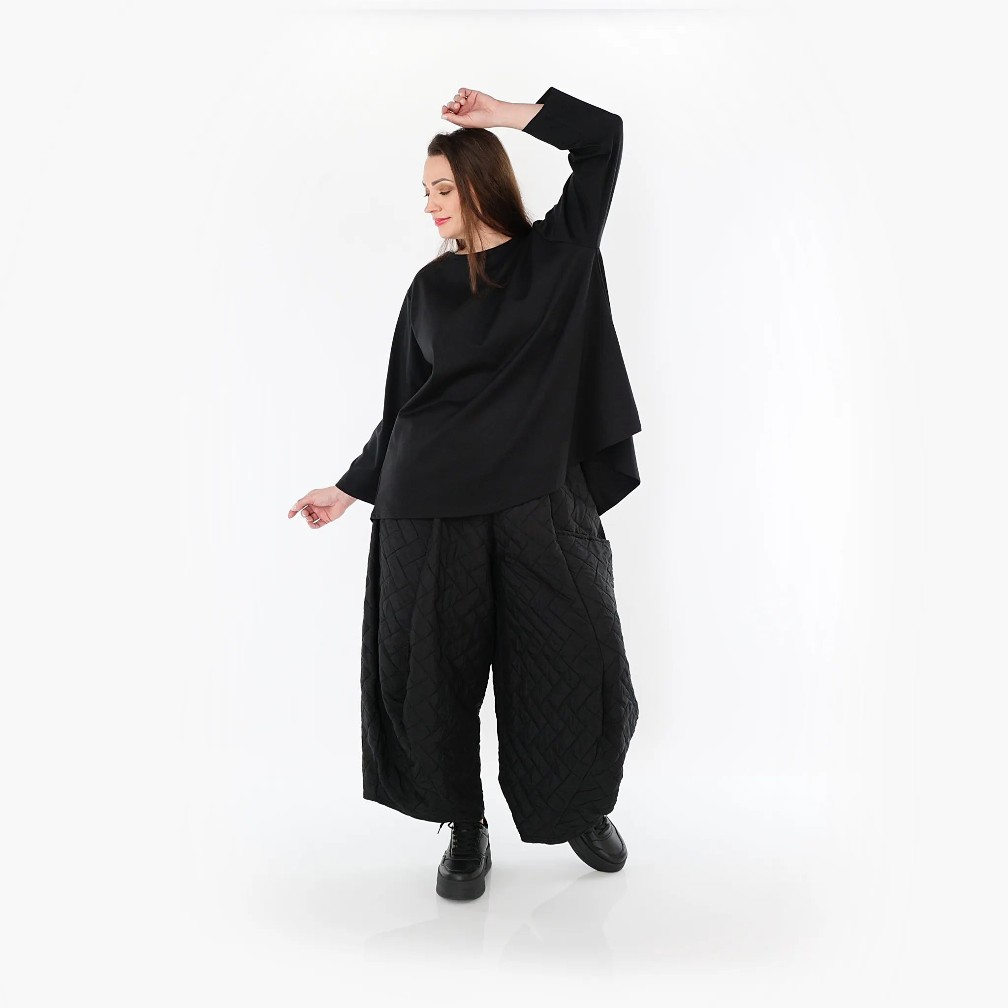  Ballonhose von AKH Fashion aus Materialmix, 1448.08069, Schwarz, Kariert, Schick, Modern