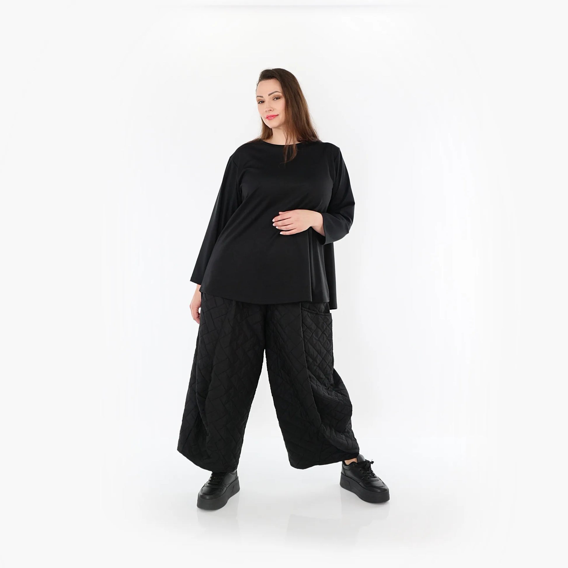  Ballonhose von AKH Fashion aus Materialmix, 1448.08069, Schwarz, Kariert, Schick, Modern