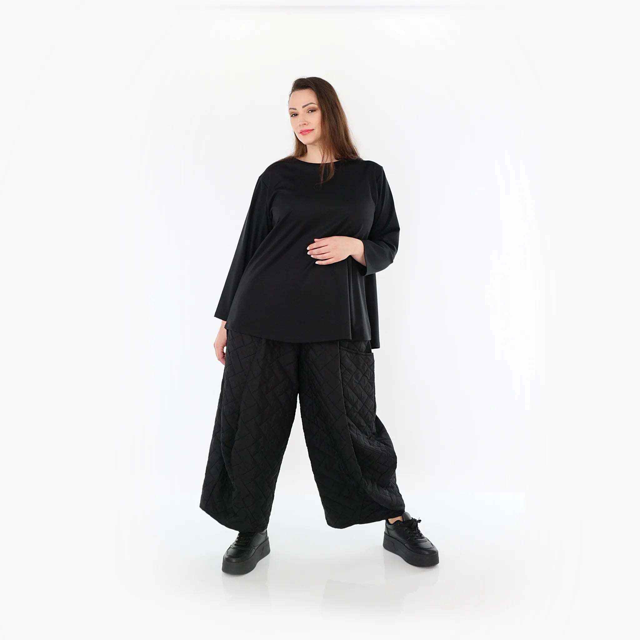  Ballonhose von AKH Fashion aus Materialmix, 1448.08069, Schwarz, Kariert, Schick, Modern