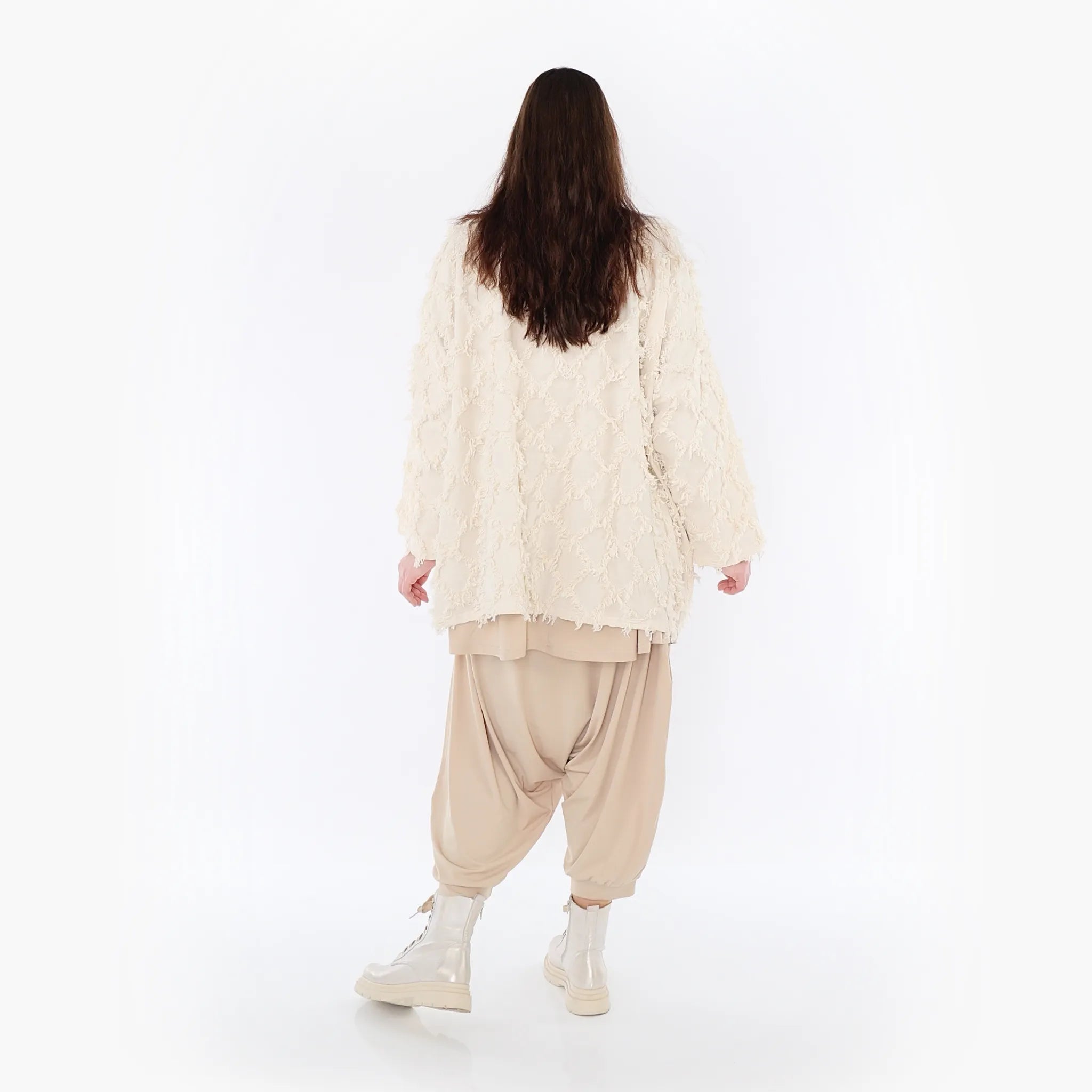  AKH Fashion Jacke in kastiger Form, aus Baumwolle, 1449.07039, Beige, Raute, Schick