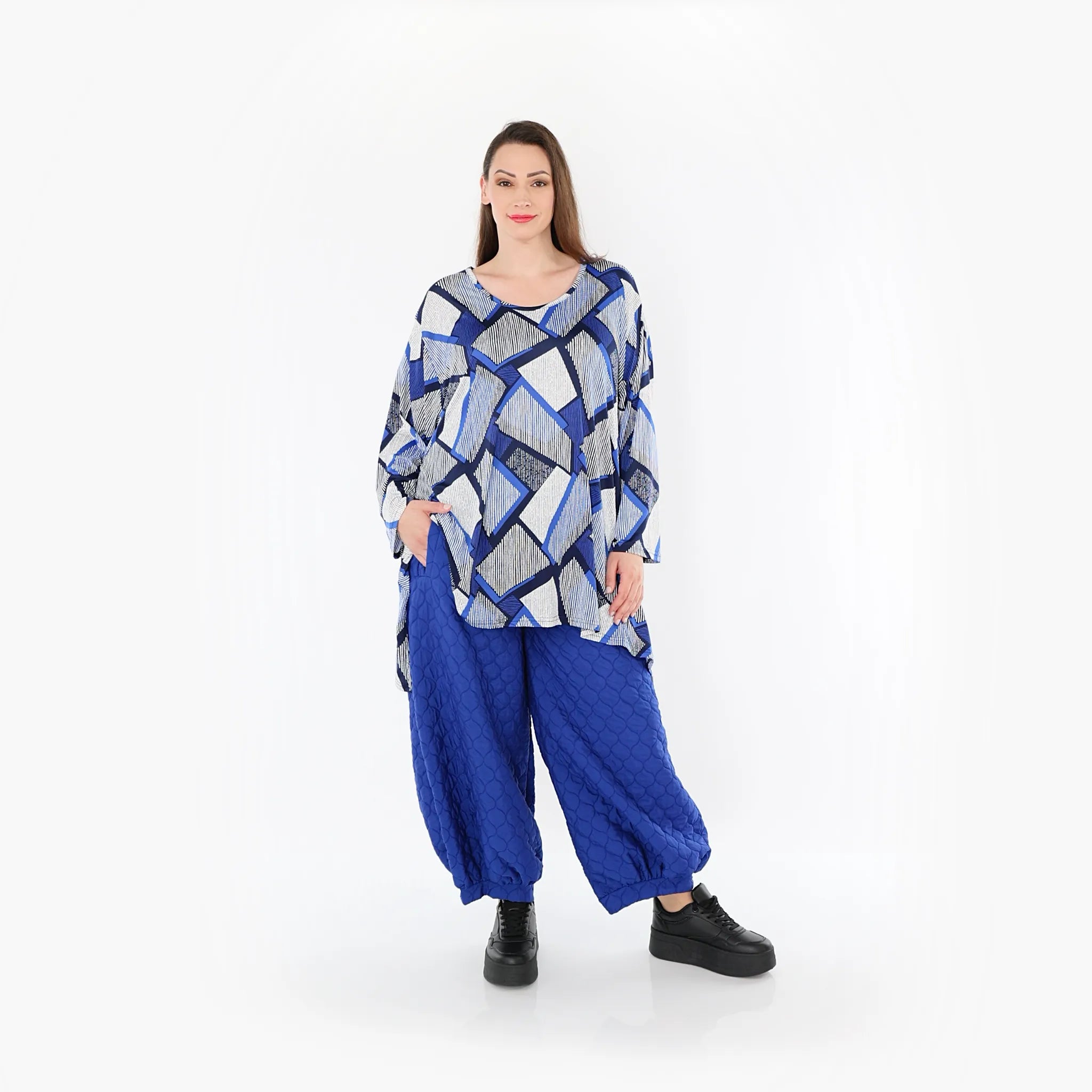  Ballonhose von AKH Fashion aus Materialmix, 1450.08067, Royalblau, Jacquard, Schick