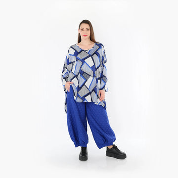  Ballonhose von AKH Fashion aus Materialmix, 1450.08067, Royalblau, Jacquard, Schick