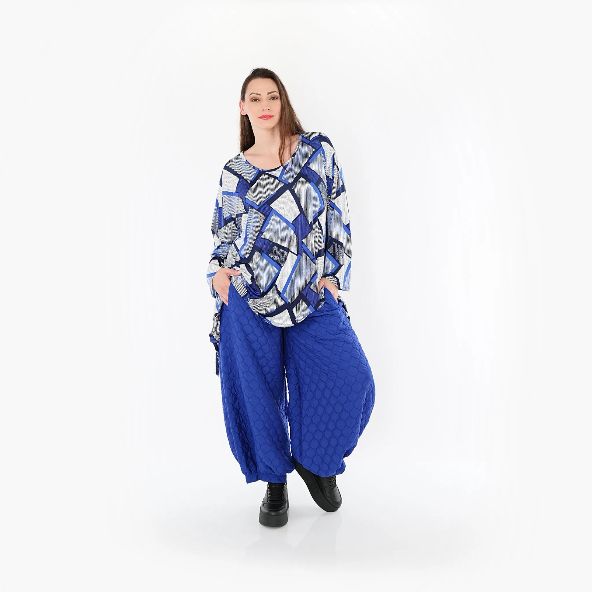  Ballonhose von AKH Fashion aus Materialmix, 1450.08067, Royalblau, Jacquard, Schick