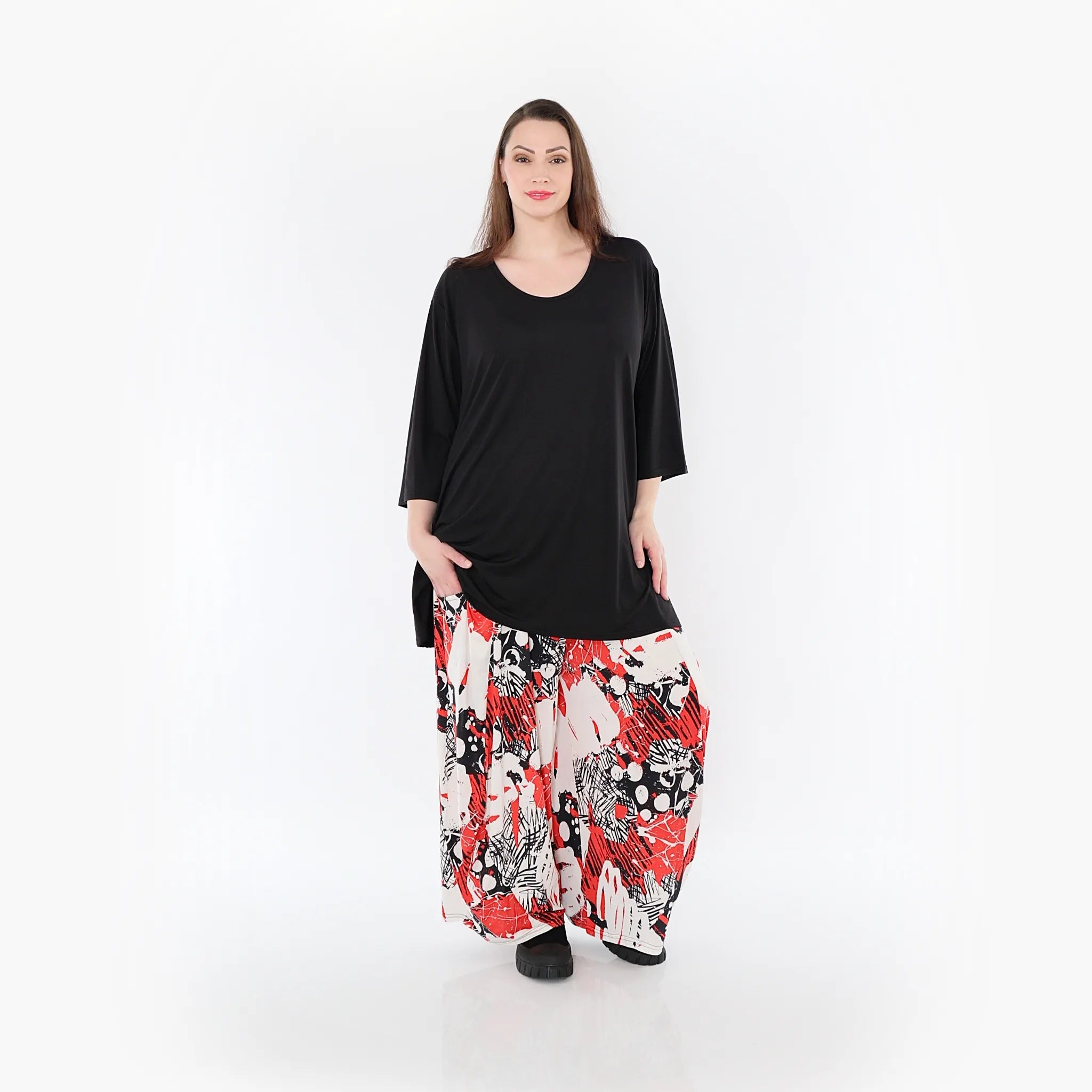  Ballonhose von AKH Fashion aus Materialmix, 1451.08069, Rot/Weiß/Schwarz, Punkte, Schick