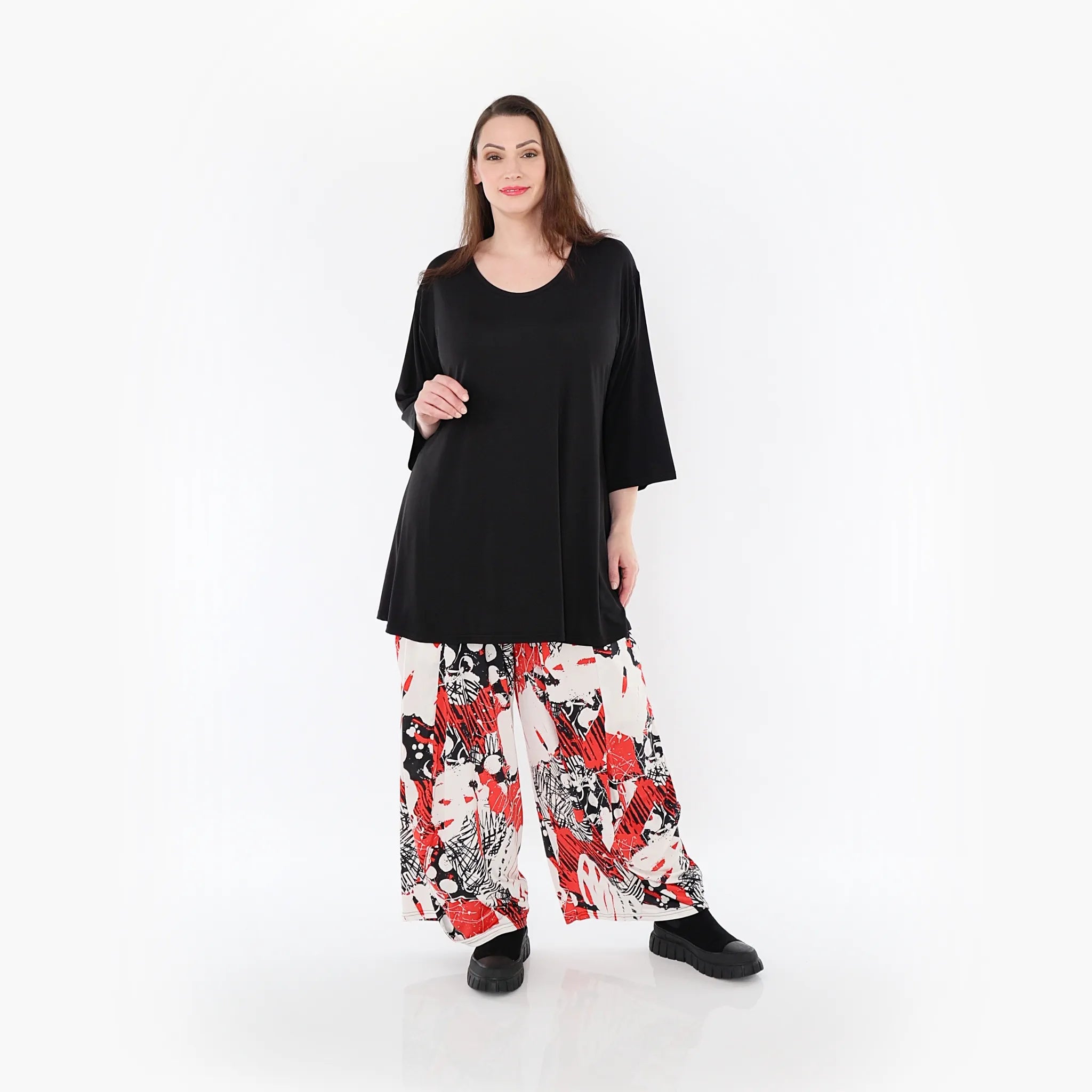  Ballonhose von AKH Fashion aus Materialmix, 1451.08069, Rot/Weiß/Schwarz, Punkte, Schick