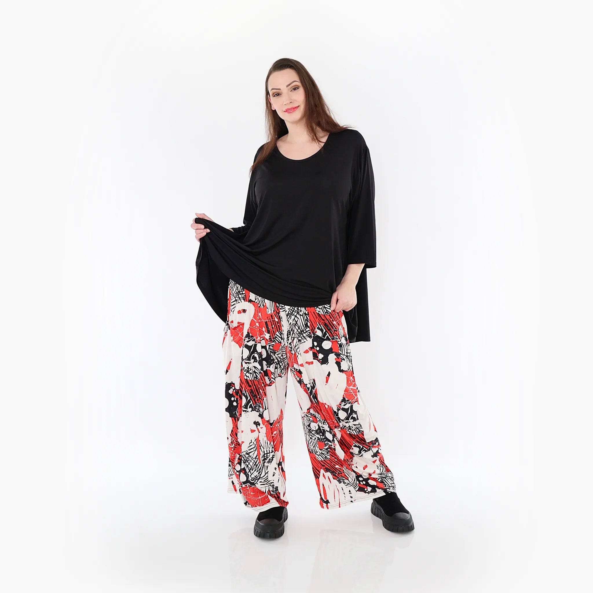  Ballonhose von AKH Fashion aus Materialmix, 1451.08069, Rot/Weiß/Schwarz, Punkte, Schick