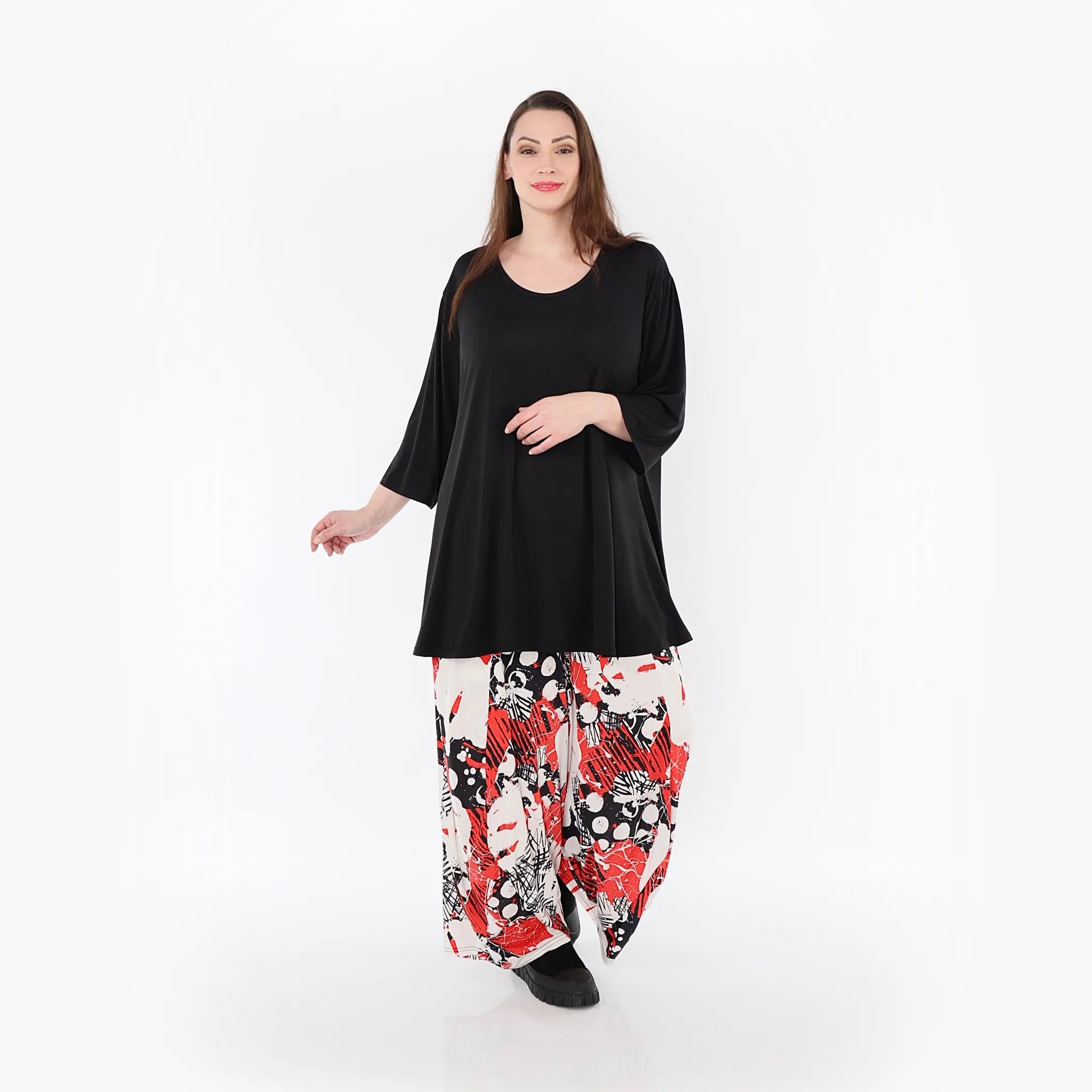  Ballonhose von AKH Fashion aus Materialmix, 1451.08069, Rot/Weiß/Schwarz, Punkte, Schick