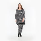  AKH Fashion Bigshirt in Glocken-Form, aus Materialmix, 1452.01892, Schwarz/Weiß, Abstrakt