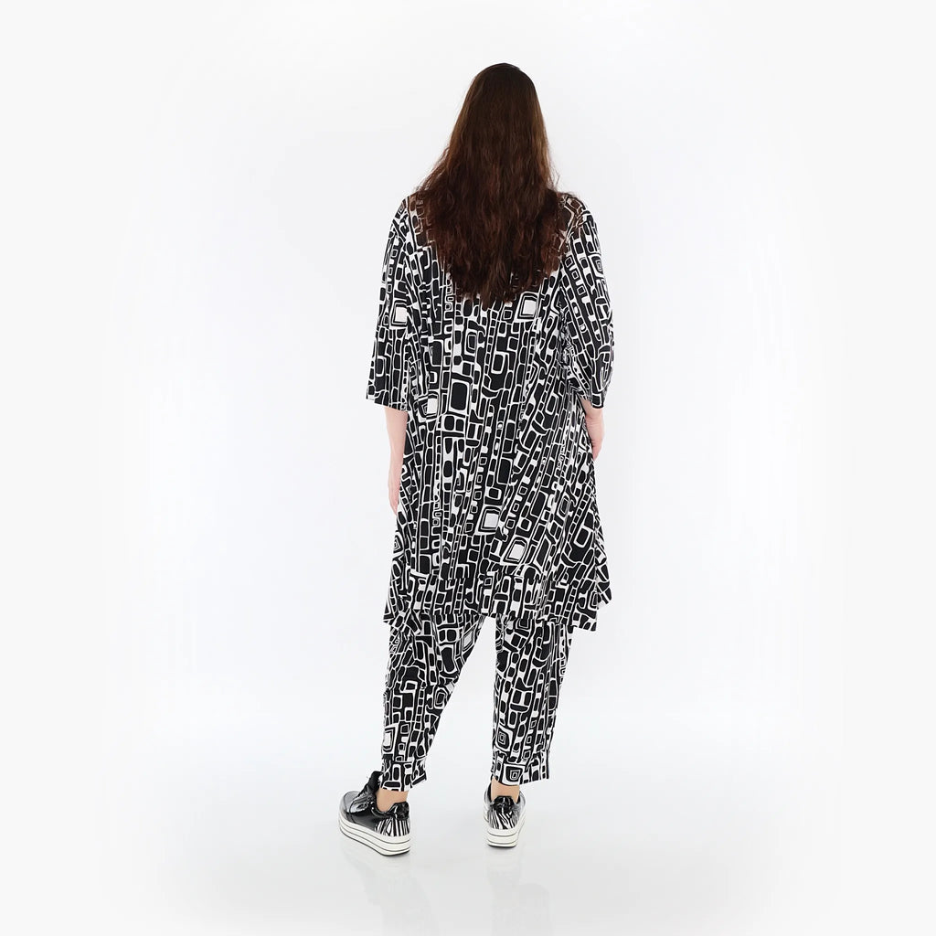  A-Form Jacke von AKH Fashion aus Materialmix, 1452.06970, Schwarz/Weiß, Abstrakt, Schick