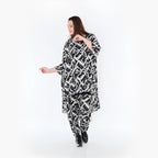  AKH Fashion Bigshirt in Vokuhila-Form, aus Materialmix, 1453.06837, Schwarz/Weiß, Abstrakt