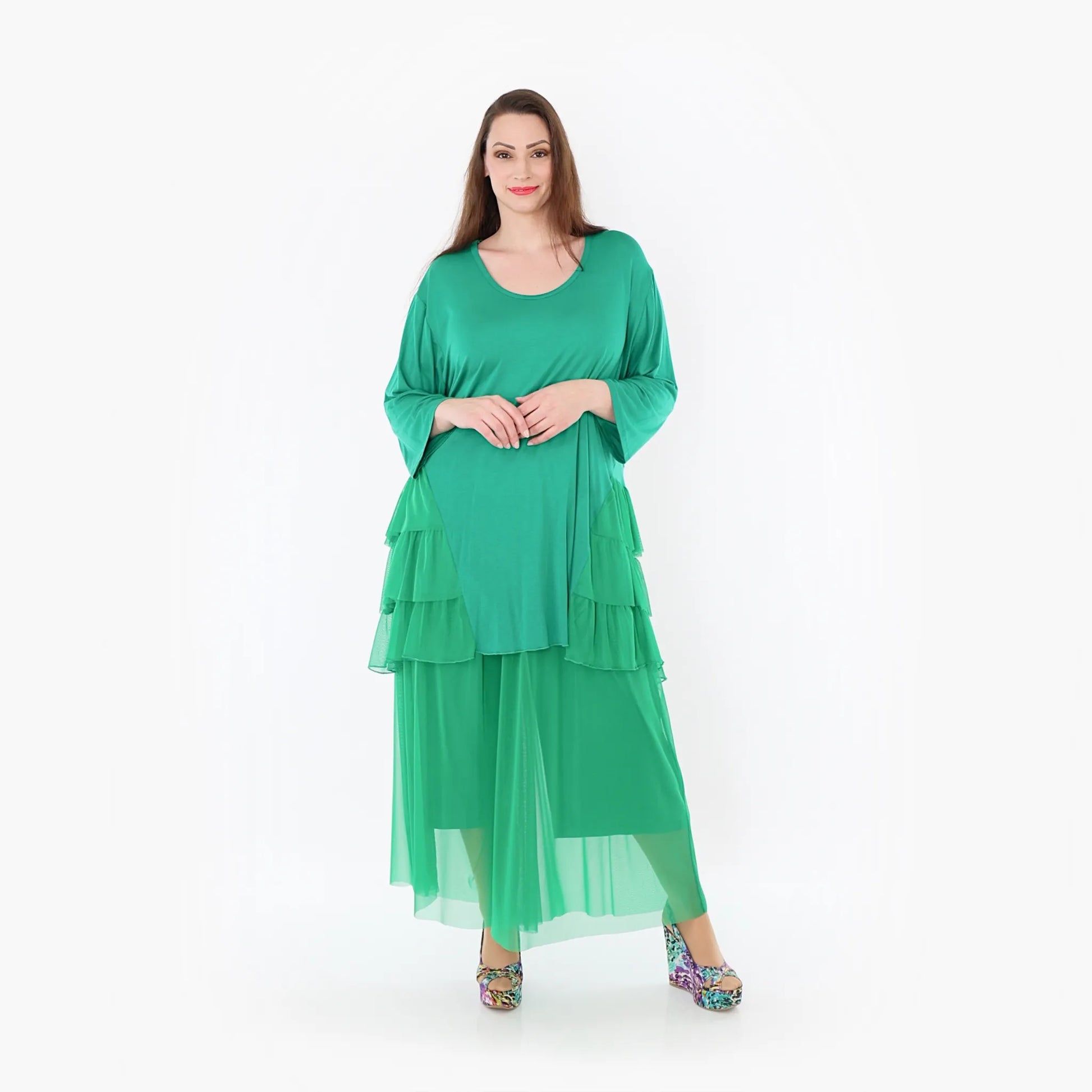  A-Form Bigshirt von AKH Fashion aus Materialmix, 1457.06862, Grün, Ausgefallen, Zeitlos
