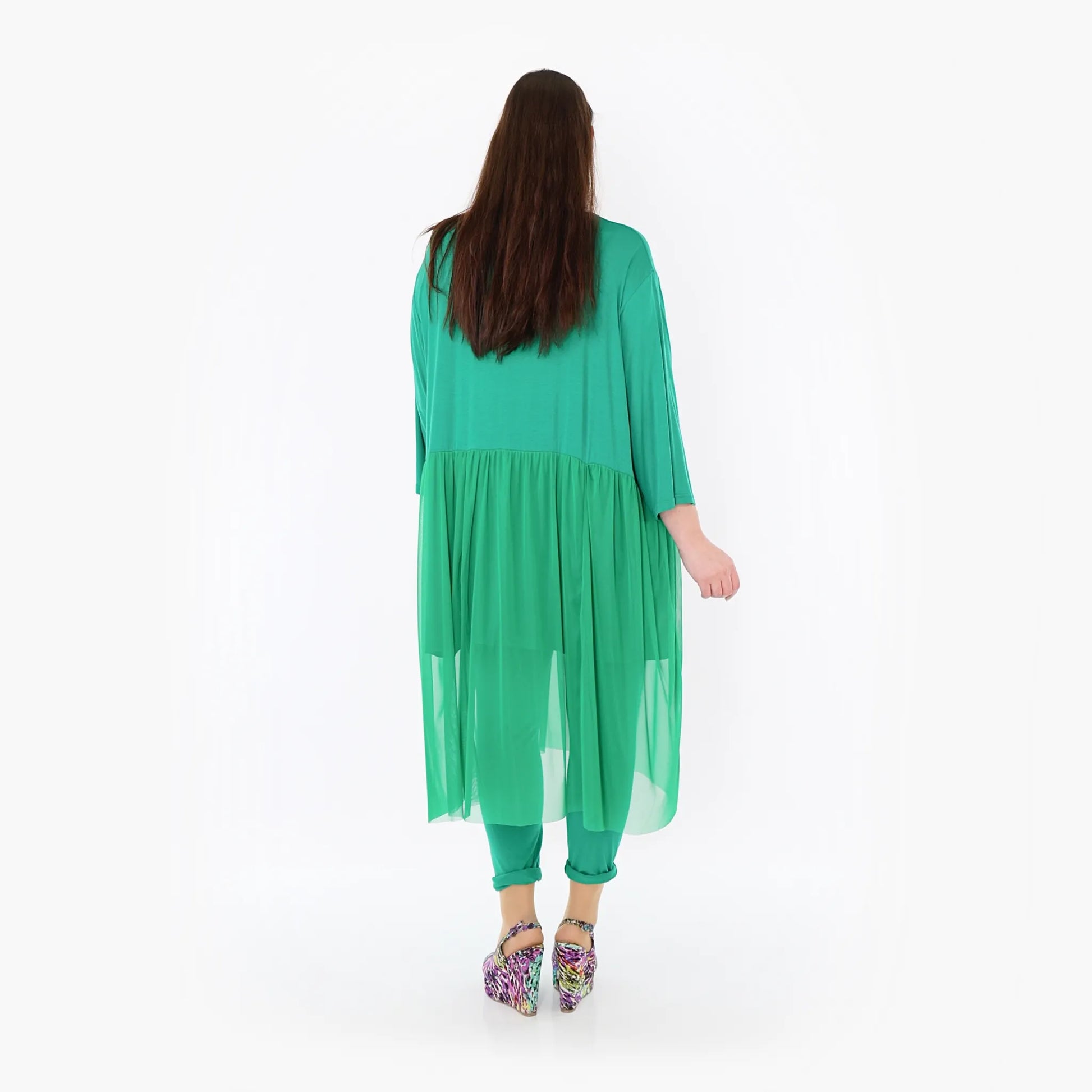  AKH Fashion Kleid in gerader Form, aus Materialmix, 1457.07046, Grün, Ausgefallen, Zeitlos