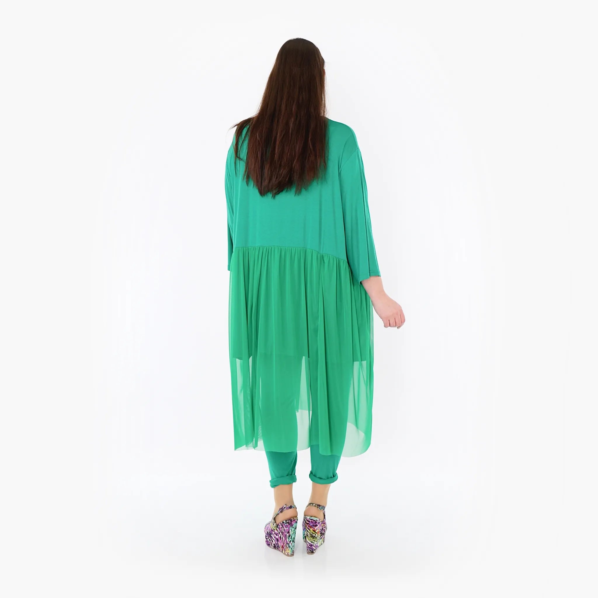  AKH Fashion Kleid in gerader Form, aus Materialmix, 1457.07046, Grün, Ausgefallen, Zeitlos
