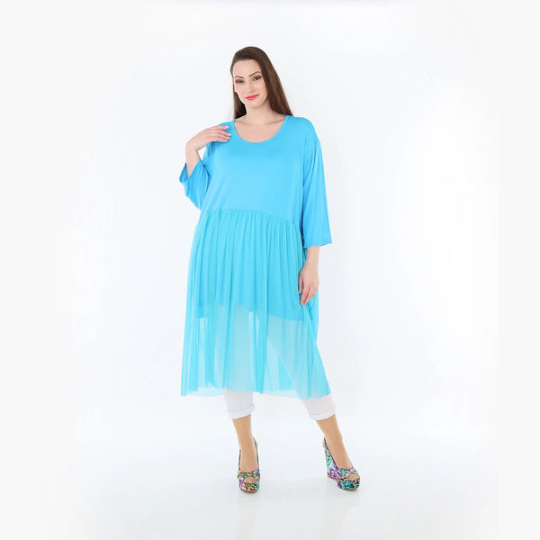  AKH Fashion Kleid in gerader Form, aus Materialmix, 1457.07046, Türkis, Ausgefallen