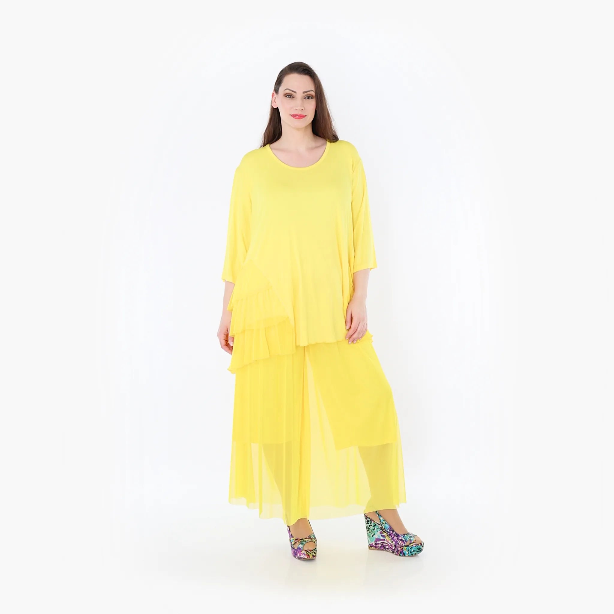  AKH Fashion Hose in gerader Form, aus Materialmix, 1457.07047, Gelb, Ausgefallen, Zeitlos