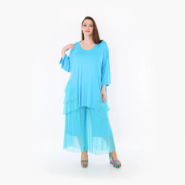  AKH Fashion Hose in gerader Form, aus Materialmix, 1457.07047, Türkis, Ausgefallen, Schick