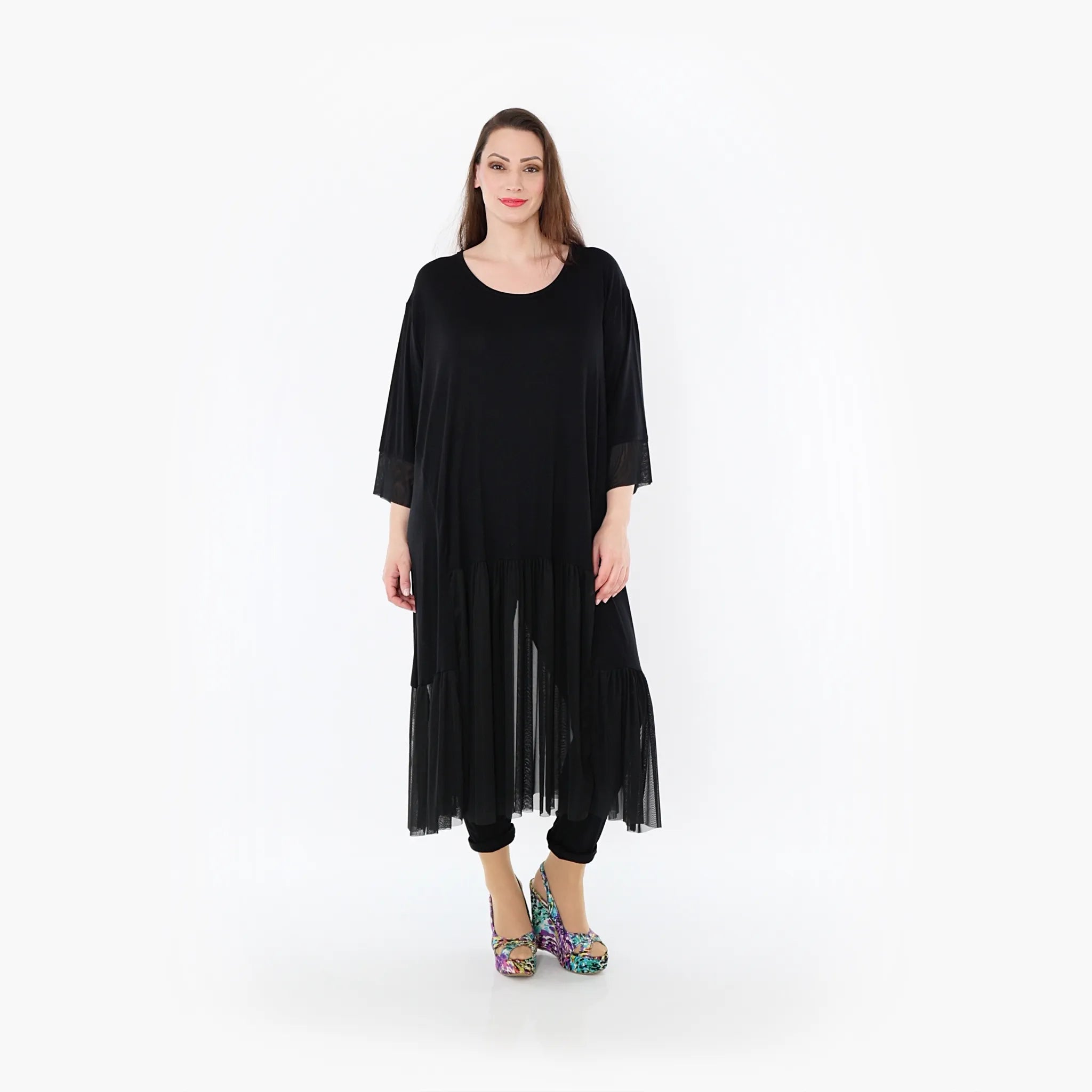  A-Form Kleid von AKH Fashion aus Materialmix, 1457.07048, Schwarz, Ausgefallen, Zeitlos