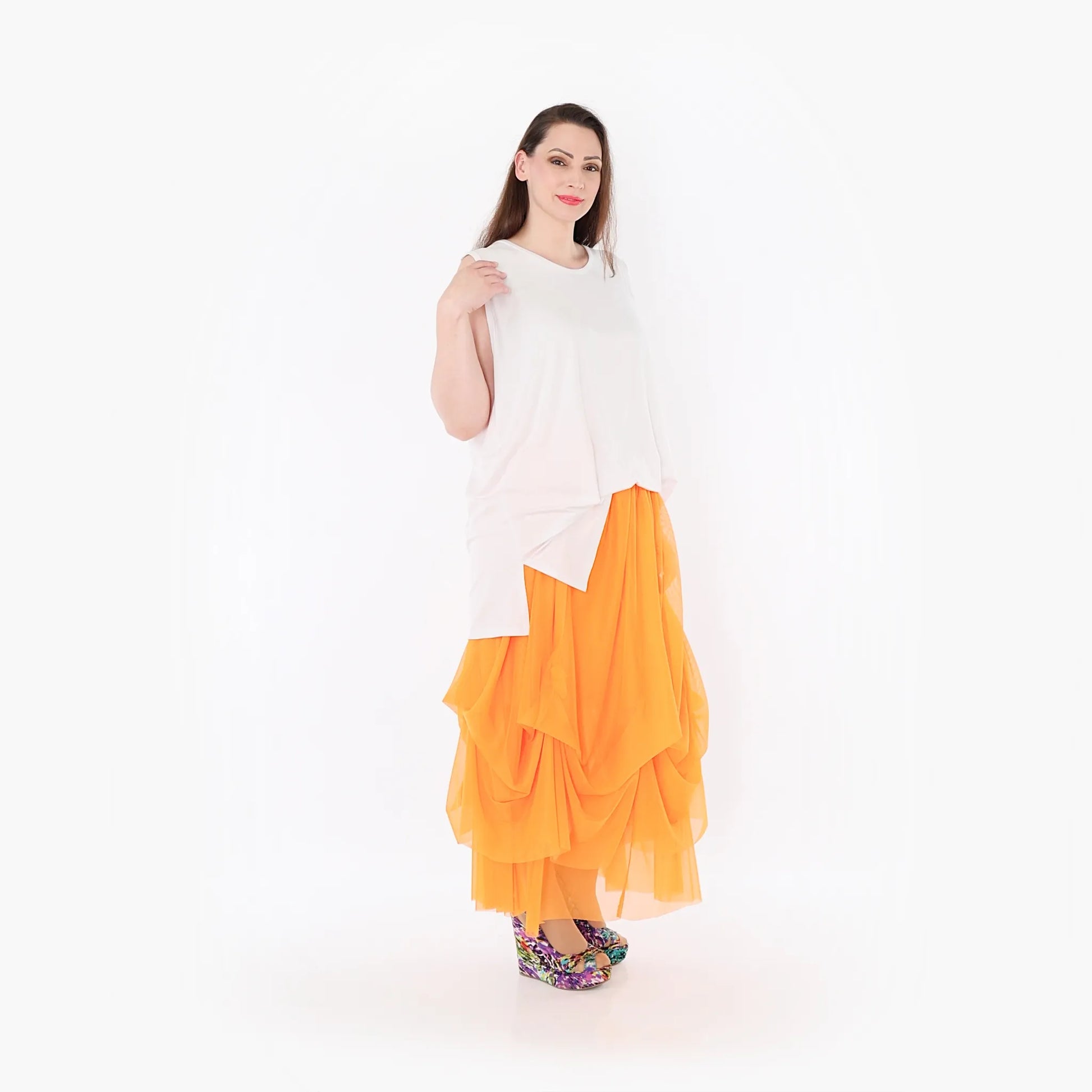  Ballonrock von AKH Fashion aus Materialmix, 1457.07049, Orange, Ausgefallen, Zeitlos