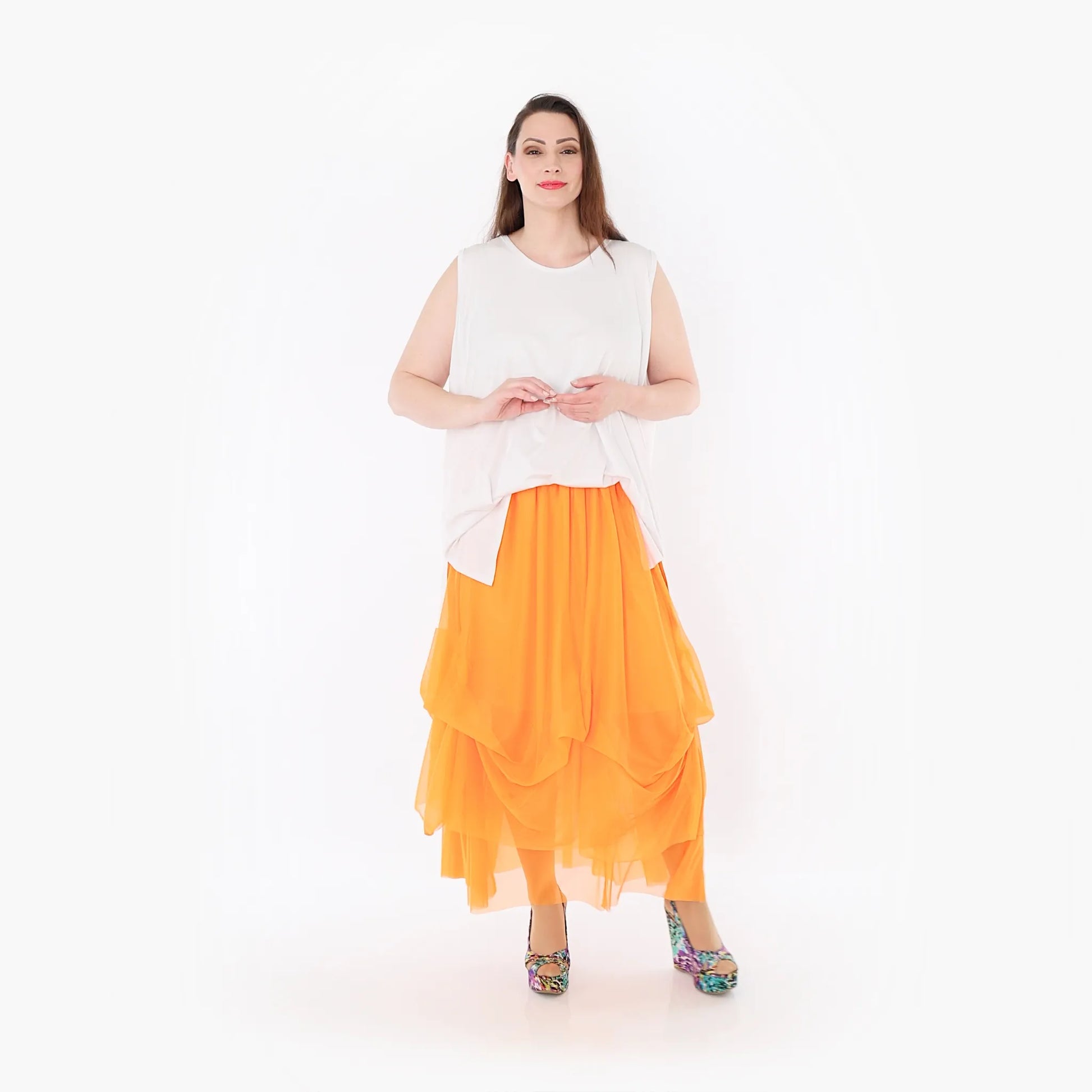  Ballonrock von AKH Fashion aus Materialmix, 1457.07049, Orange, Ausgefallen, Zeitlos