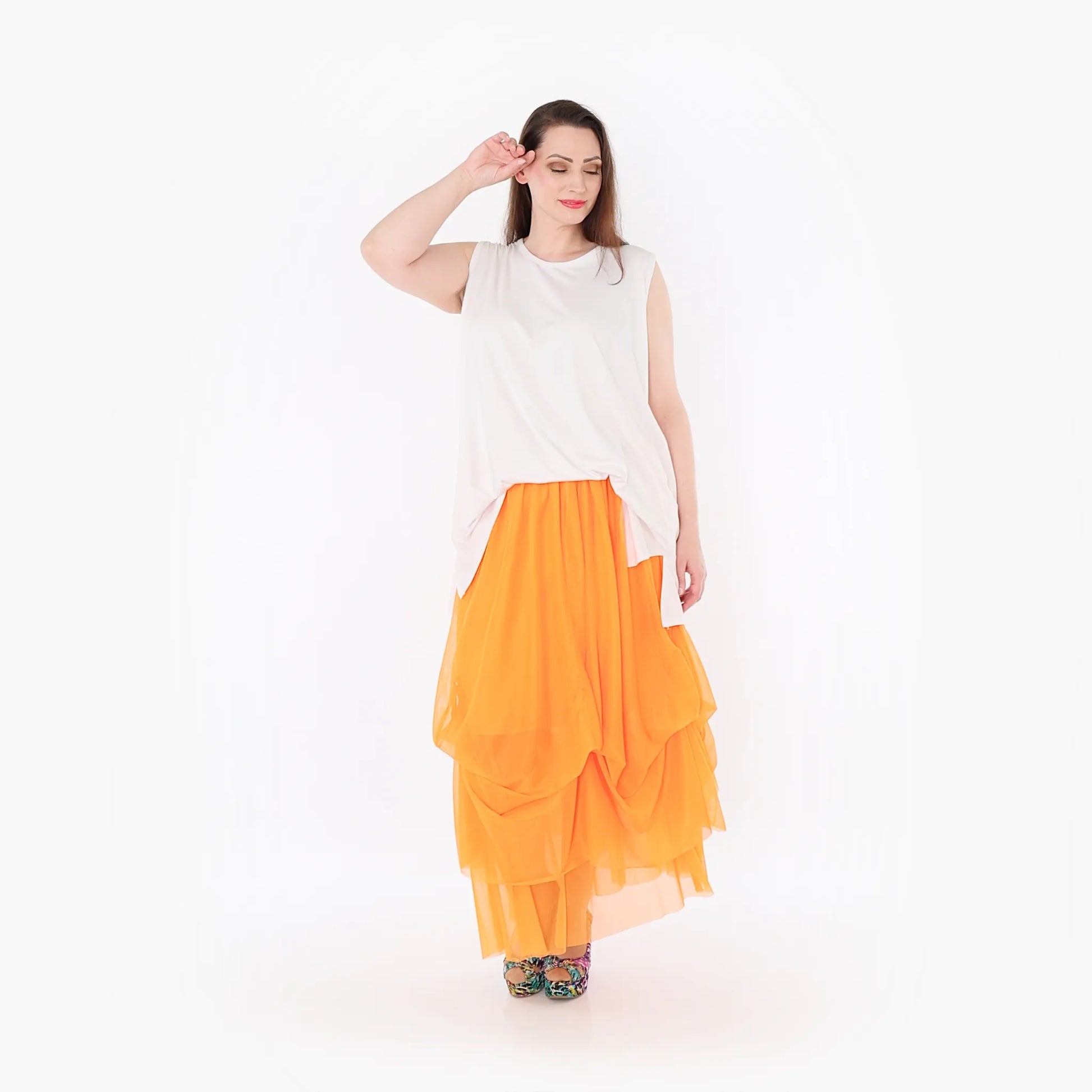  Ballonrock von AKH Fashion aus Materialmix, 1457.07049, Orange, Ausgefallen, Zeitlos