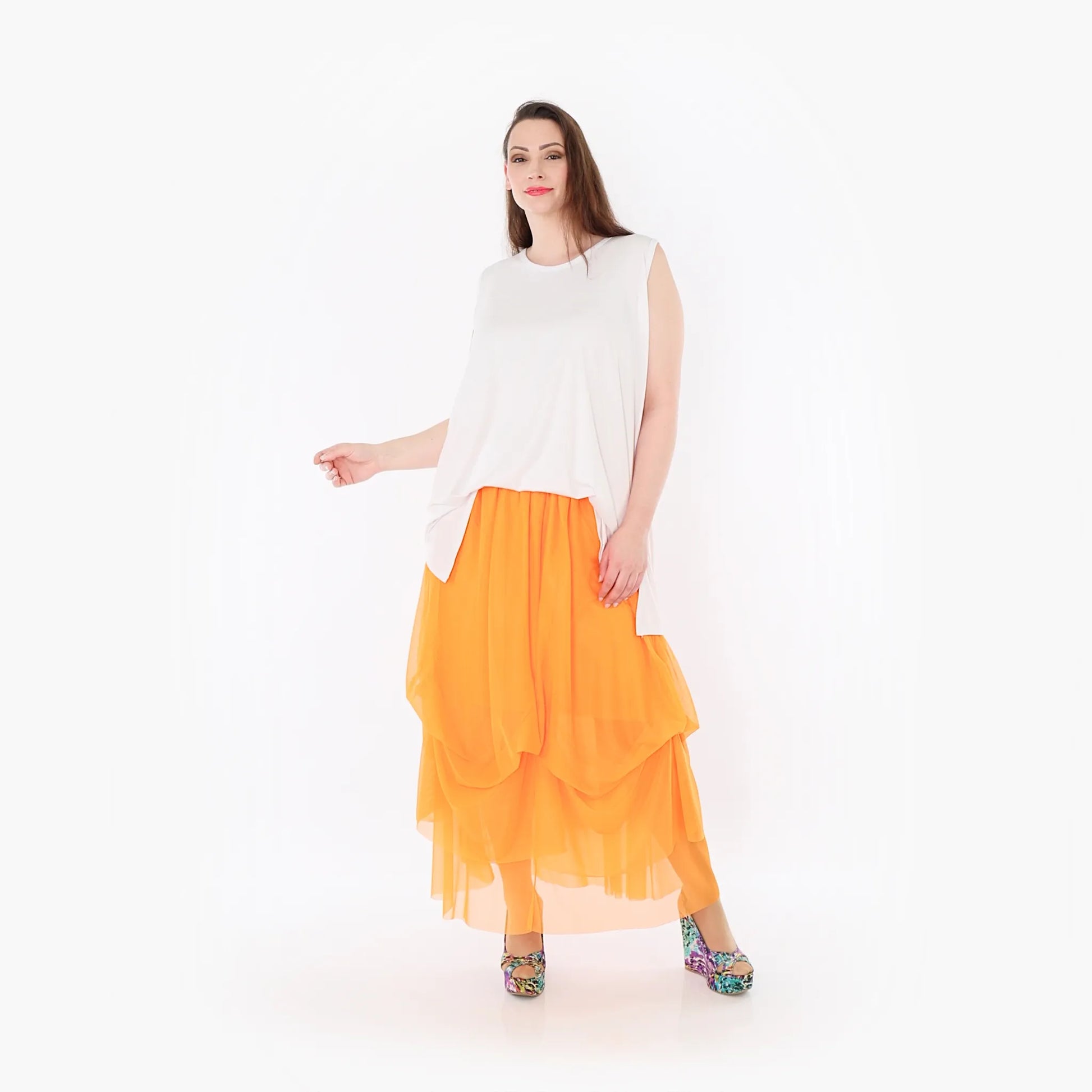  Ballonrock von AKH Fashion aus Materialmix, 1457.07049, Orange, Ausgefallen, Zeitlos