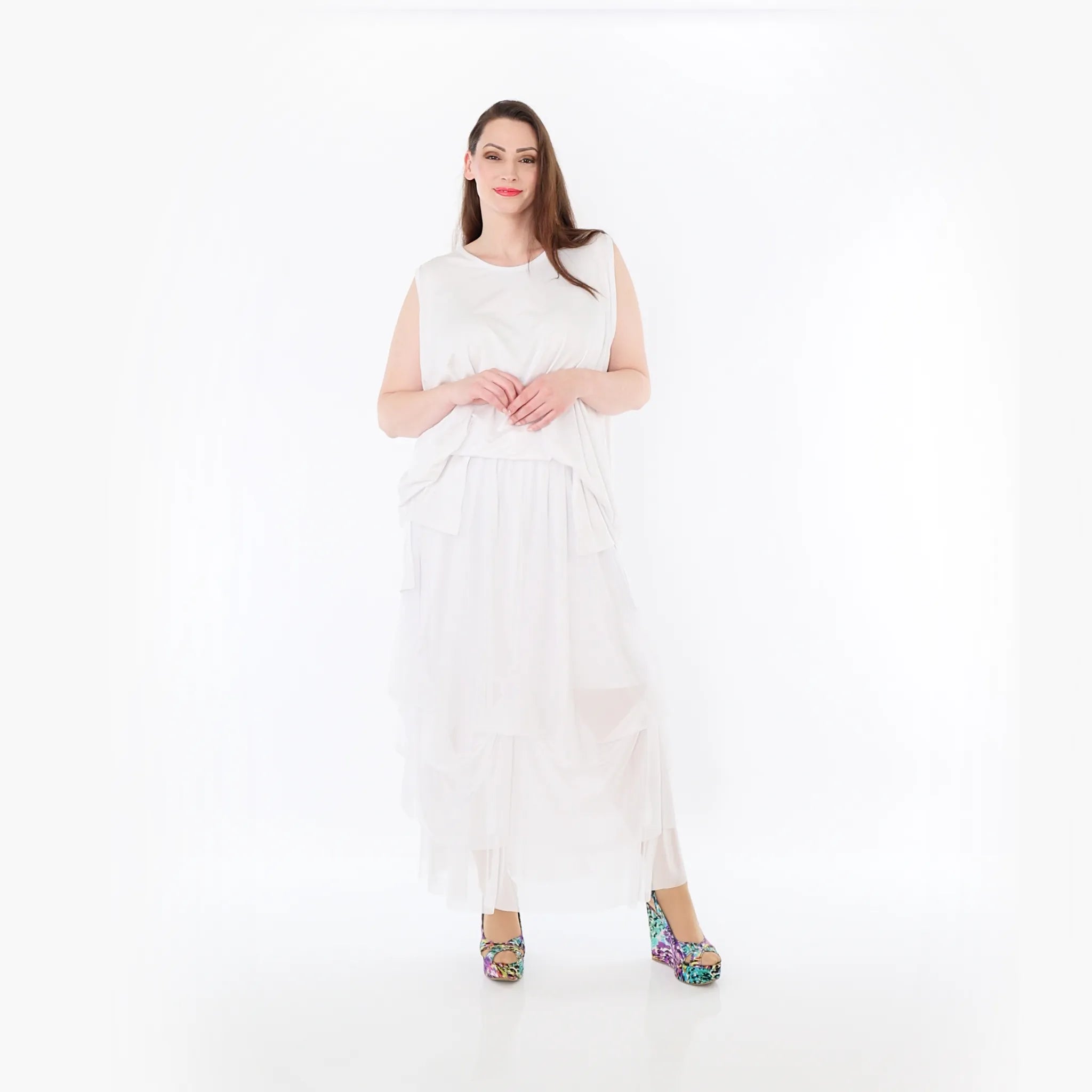  Ballonrock von AKH Fashion aus Materialmix, 1457.07049, Weiß, Ausgefallen, Zeitlos, Schick