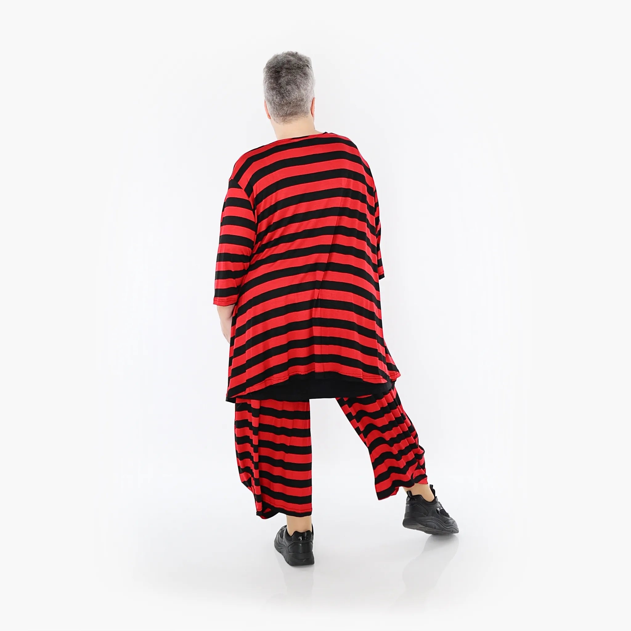  Ballonhose von AKH Fashion aus Viskose, 1459.08069, Rot/Schwarz, Blockstreifen, Schick