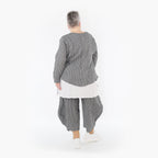  AKH Fashion Jacke in gerundeter Form, aus Baumwolle, 1461.00130, Grau/Weiß, Streifen
