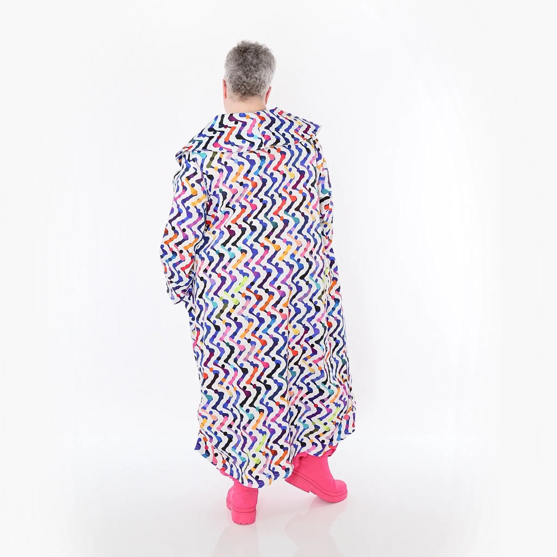  A-Form Mantel von AKH Fashion aus Baumwolle, 1462.07550, Weiß/Multicolor, Muster, Schick