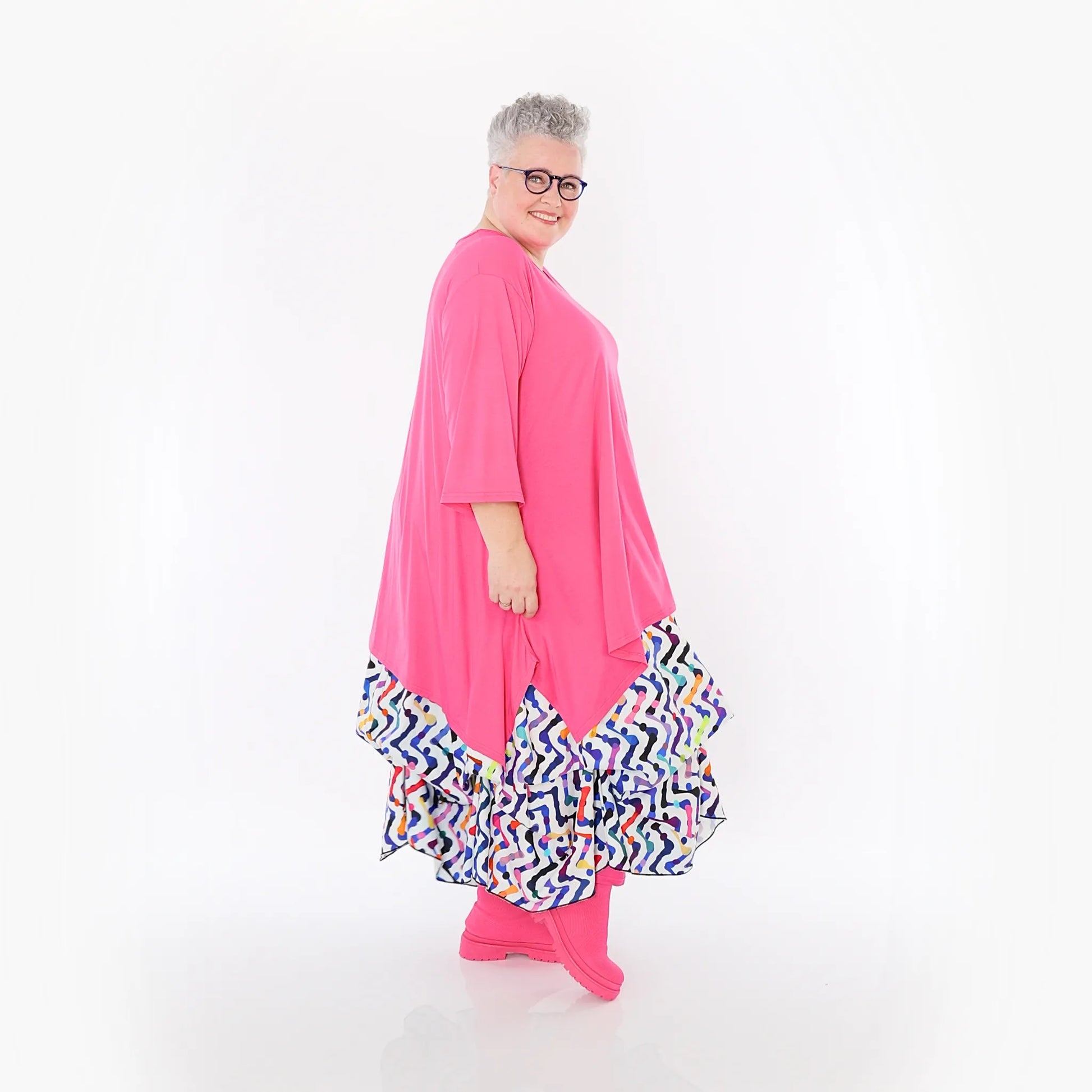  Ballonrock von AKH Fashion aus Baumwolle, 1462.07559, Weiß/Multicolor, Muster, Schick