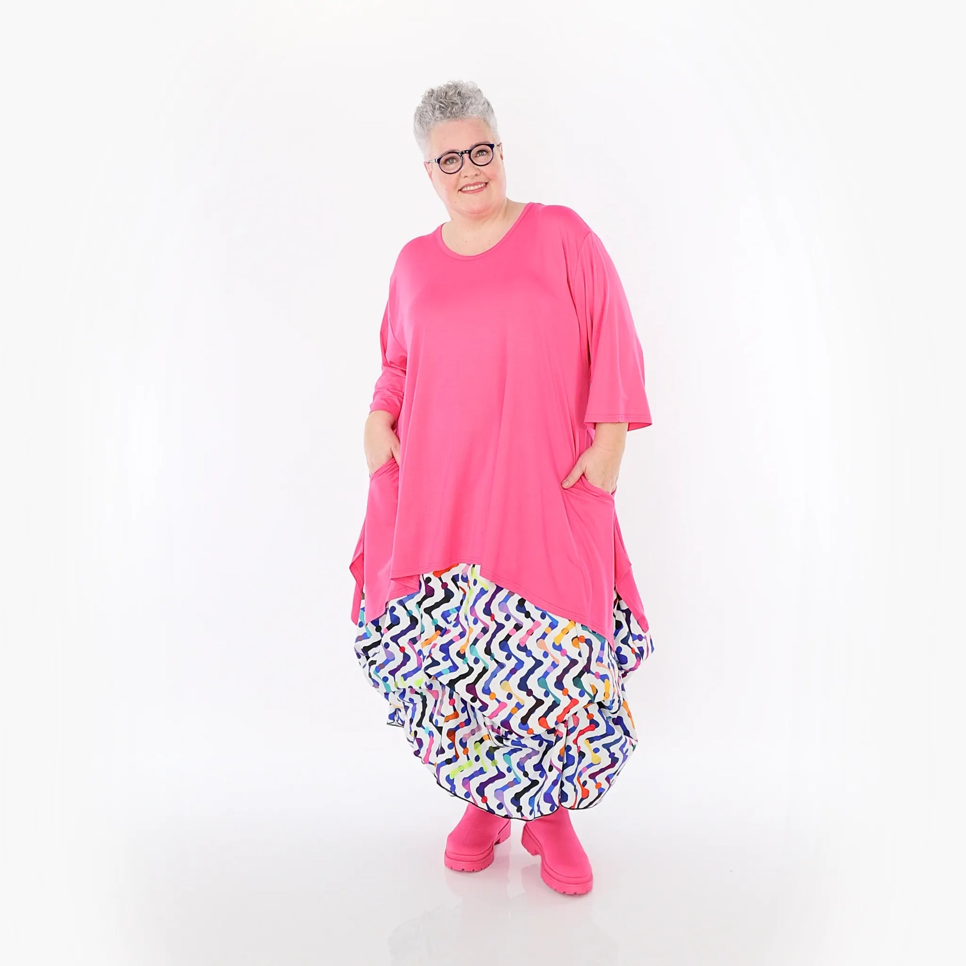  Ballonrock von AKH Fashion aus Baumwolle, 1462.07559, Weiß/Multicolor, Muster, Schick