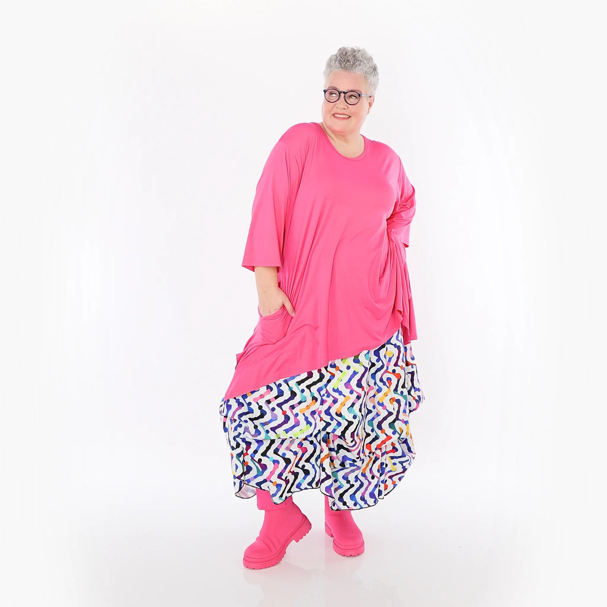  Ballonrock von AKH Fashion aus Baumwolle, 1462.07559, Weiß/Multicolor, Muster, Schick