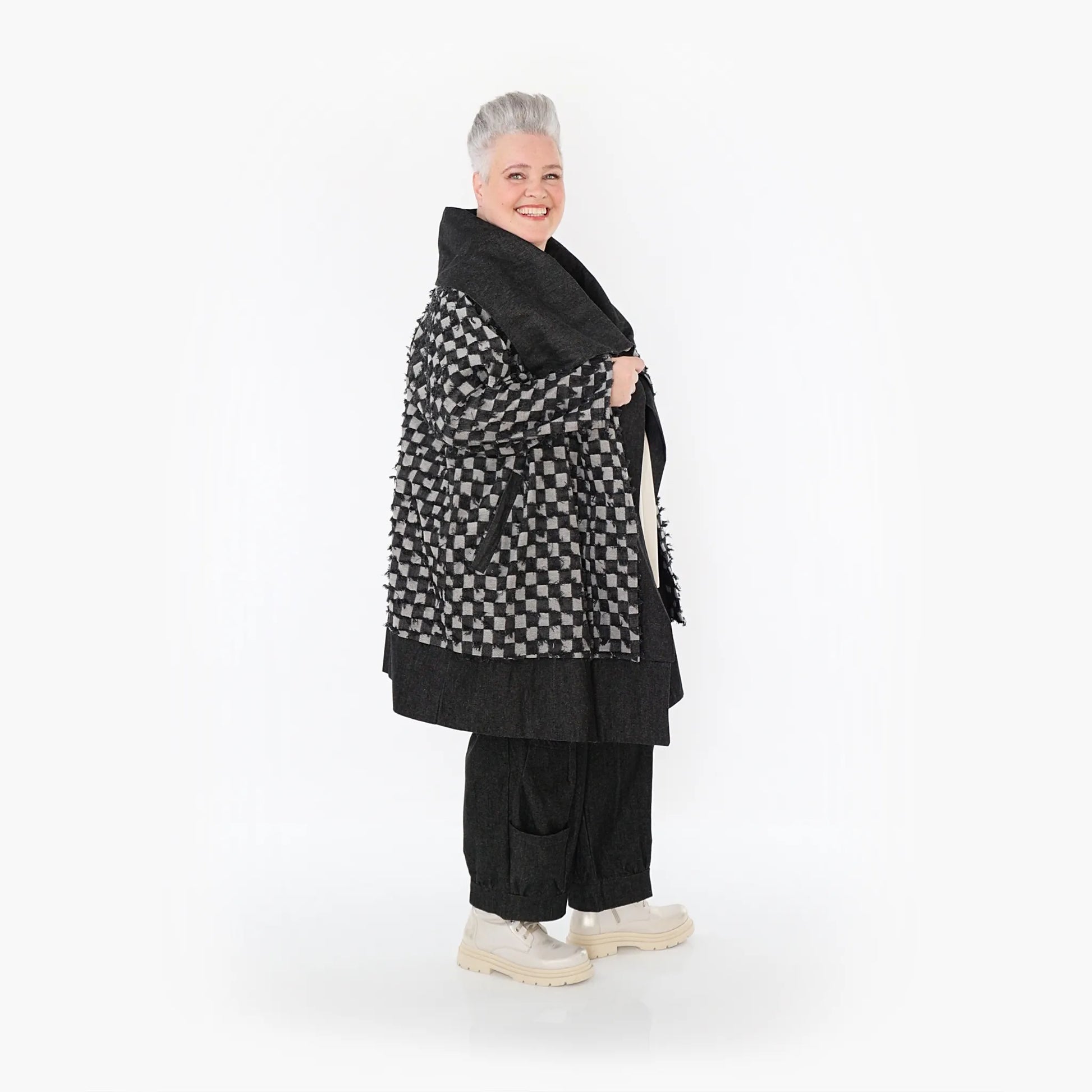  AKH Fashion Jacke in gerader Form, aus Baumwolle, 1463.07053, Schwarz/Grau, Kariert