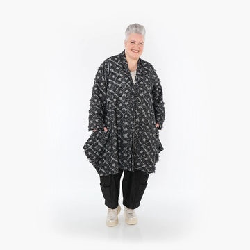  A-Form Cardigan von AKH Fashion aus Baumwolle, 1464.07040, Schwarz/Grau, Raute, Schick