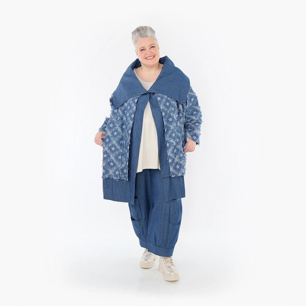  AKH Fashion Jacke in gerader Form, aus Baumwolle, 1464.07053, Jeansblau/Grau, Raute