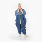  Ballonmantel von AKH Fashion aus Baumwolle, 1464.07055, Jeansblau/Grau, Raute, Schick