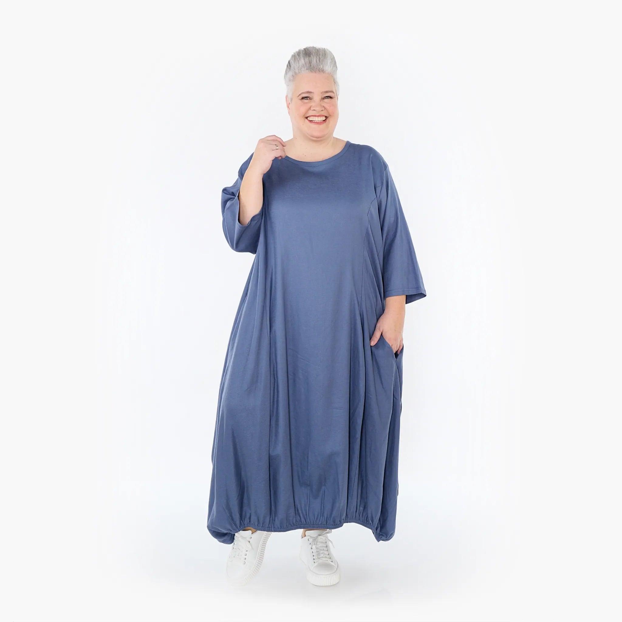  Ballonkleid von AKH Fashion aus Baumwolle, 1465.06736, Jeansblau, Ausgefallen, Zeitlos