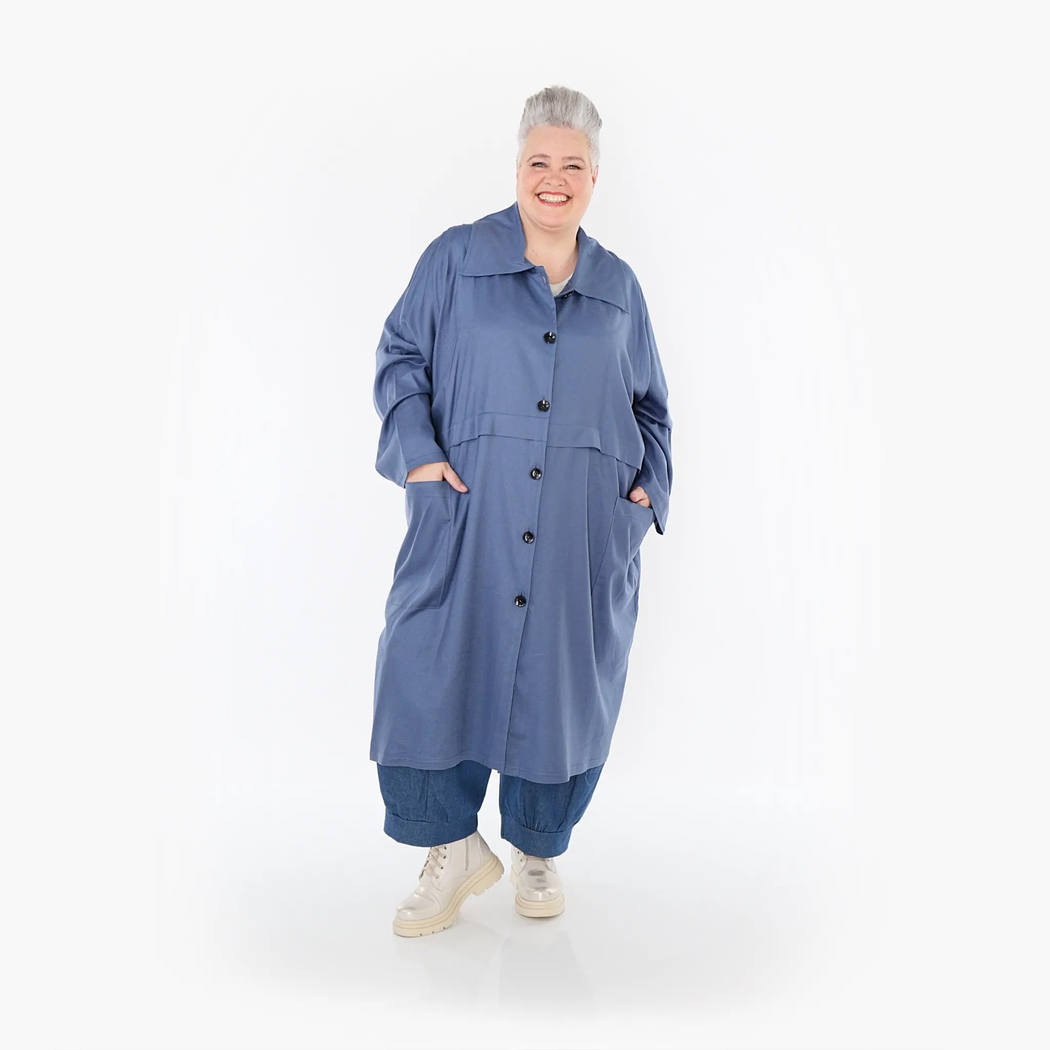  AKH Fashion Mantel in gerader Form, aus Baumwolle, 1465.07041, Jeansblau, Ausgefallen