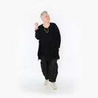  AKH Fashion Bigshirt in Glocken-Form, aus Baumwolle, 1110.02307, Schwarz, Ausgefallen, Schick
