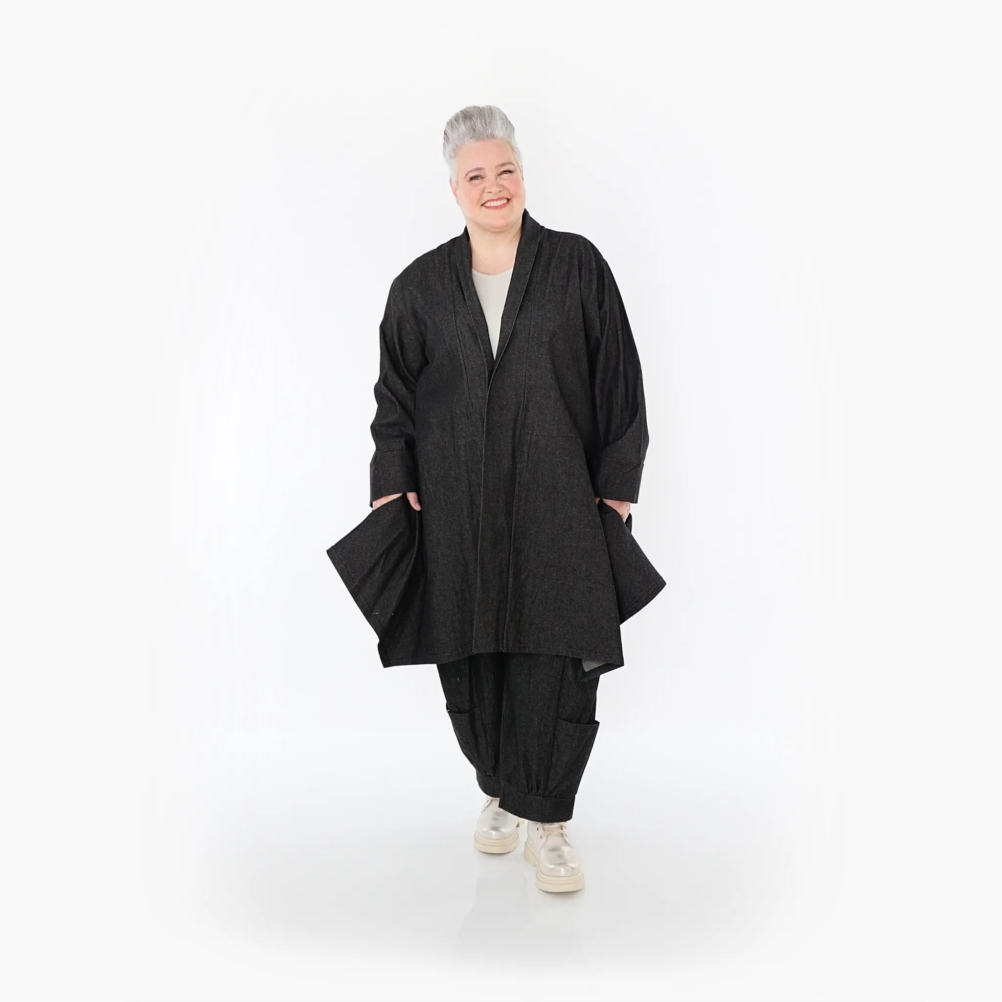  A-Form Cardigan von AKH Fashion aus Polyester, 1466.07040, Schwarz, Ausgefallen, Zeitlos