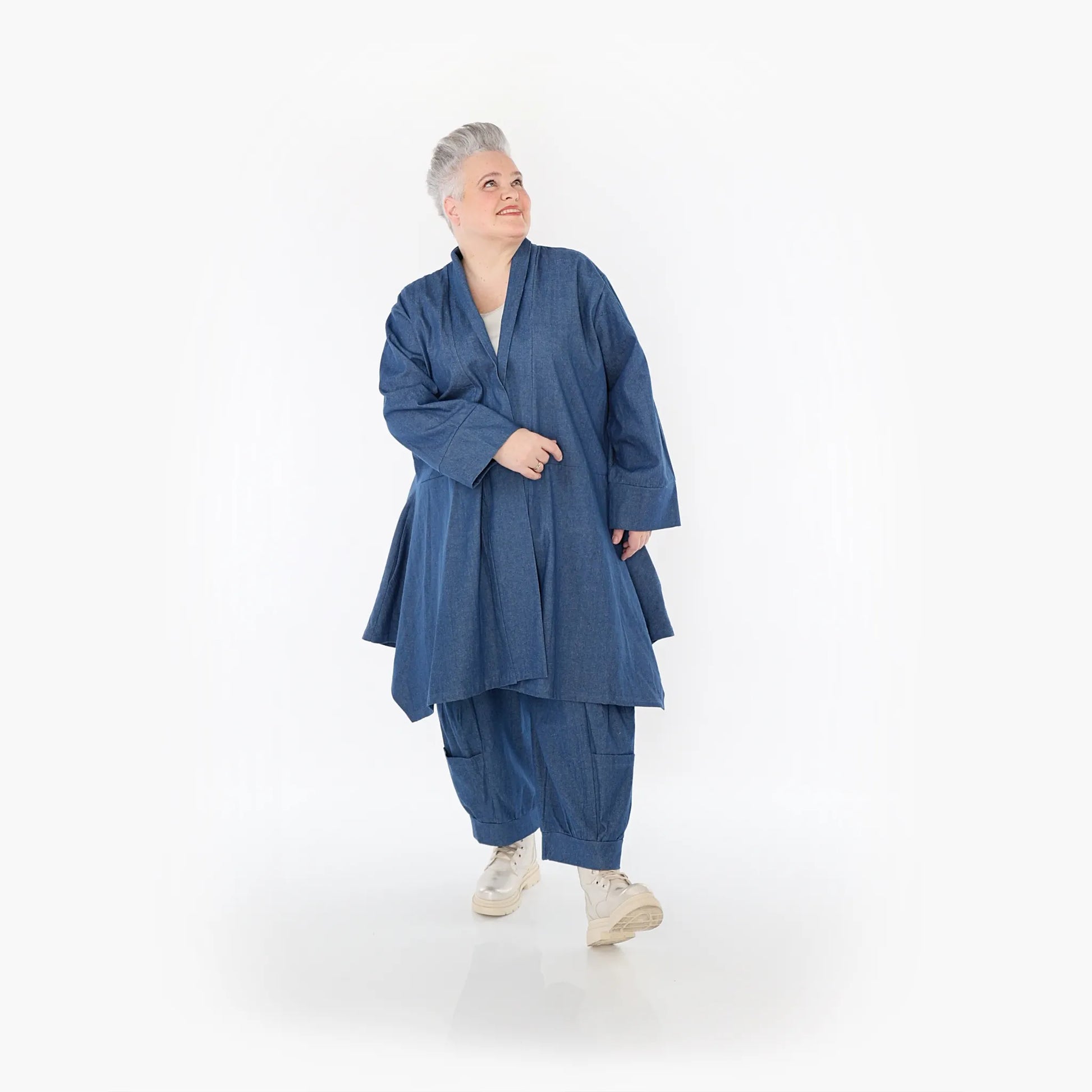  A-Form Cardigan von AKH Fashion aus Polyester, 1466.07040, Jeansblau, Ausgefallen, Zeitlos