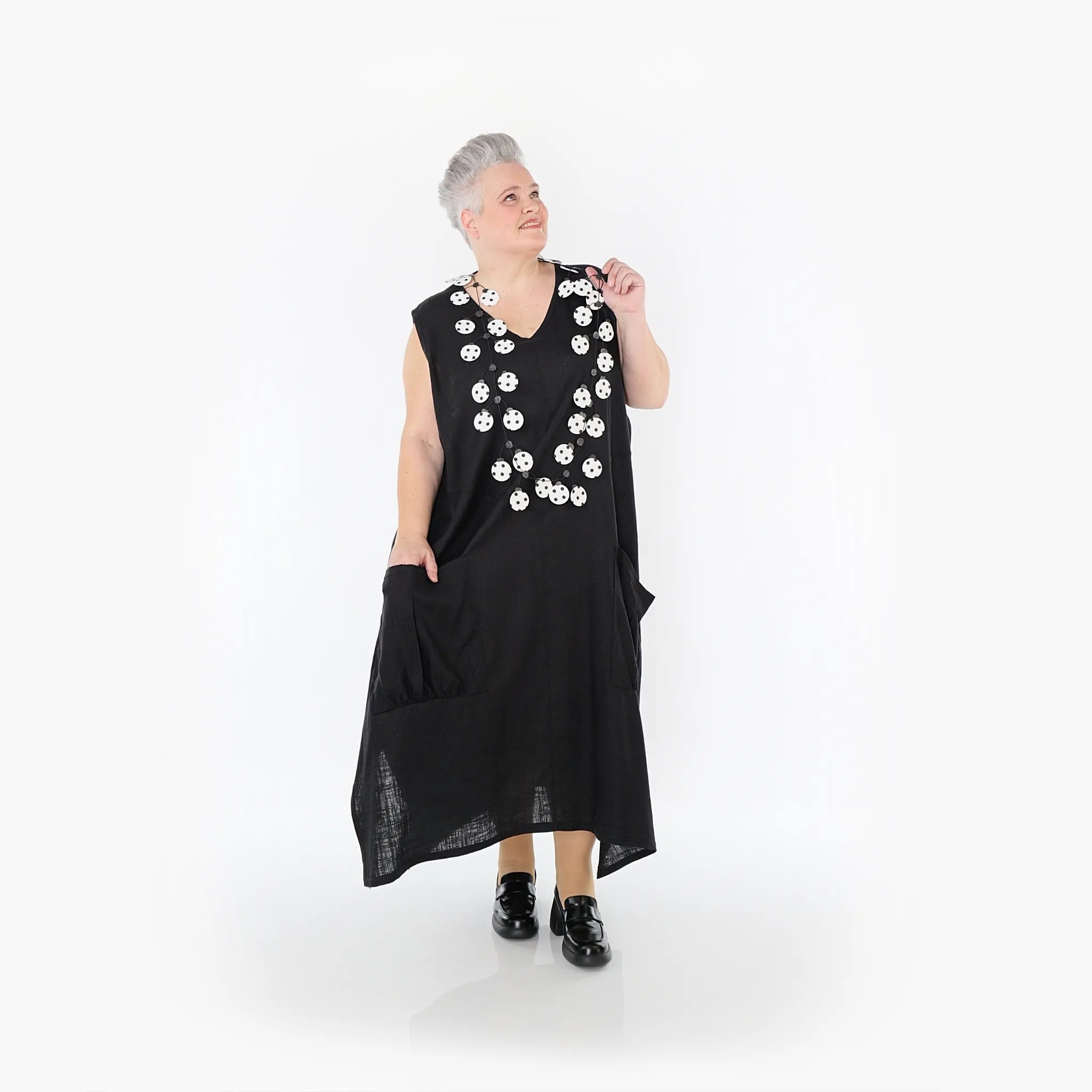  A-Form Kleid von AKH Fashion aus Viskose, 1468.07056, Schwarz, Ausgefallen, Zeitlos